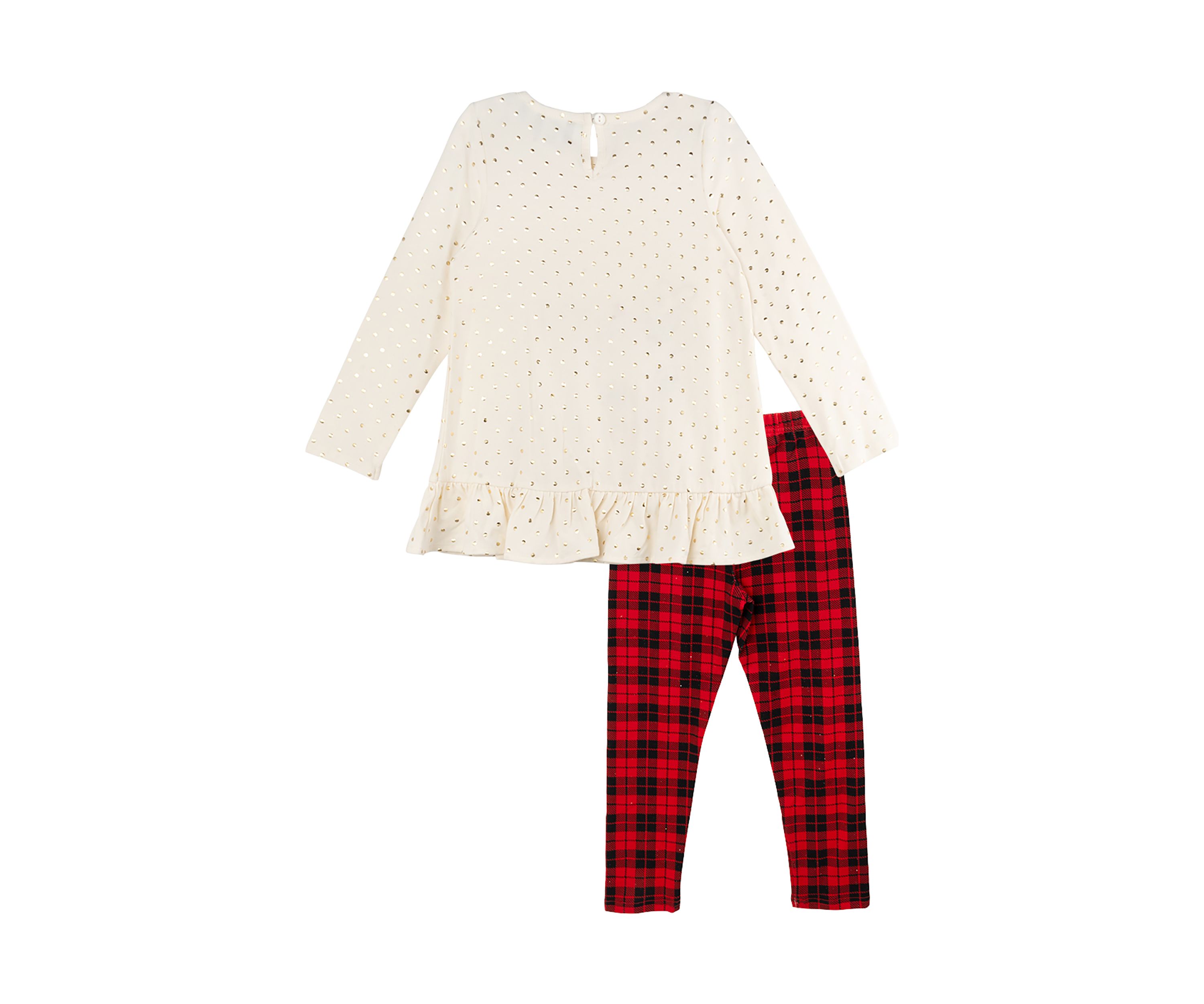 Toddler Girls Reindeer Appliqué Foil Dot Set