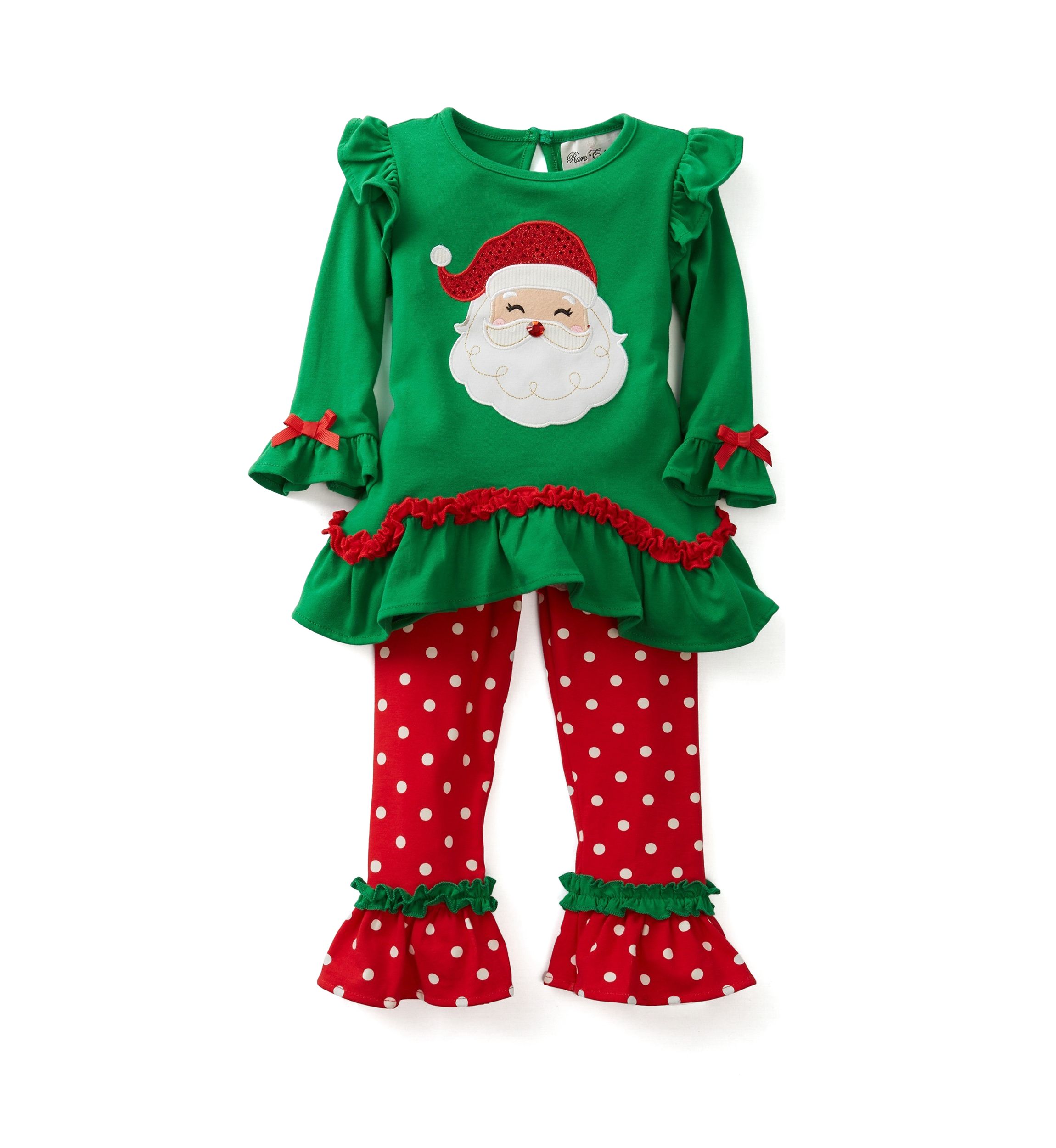 Toddler Girls Long Sleeve Santa Appliqué Set