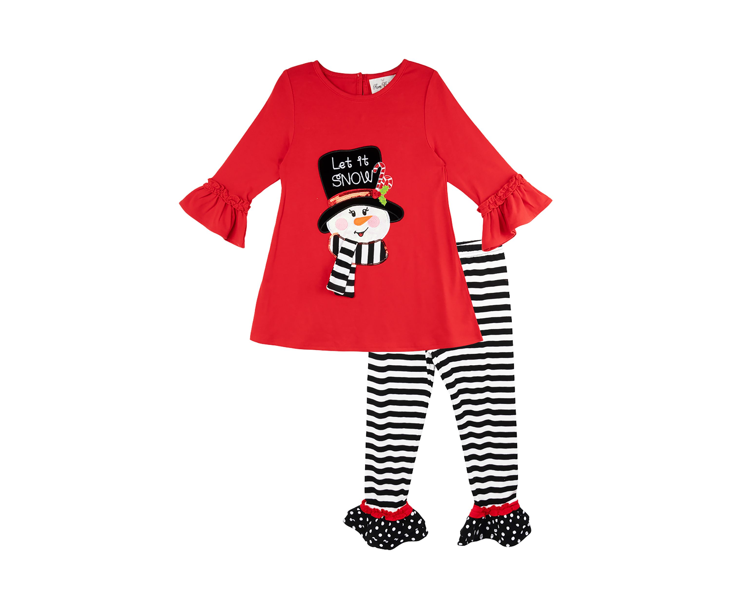 Toddler Girls Snowman Appliqué Set