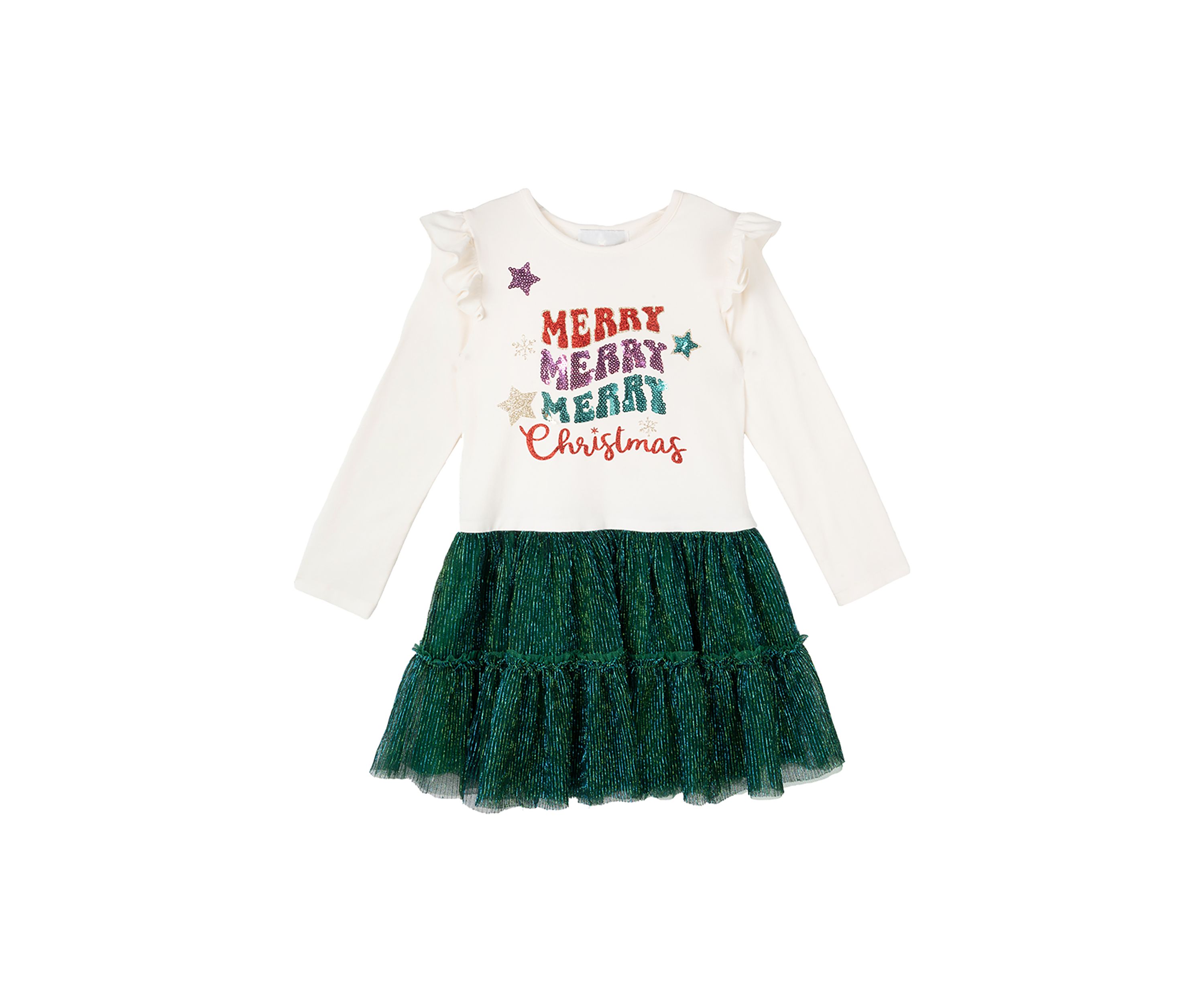 Toddler Girls Merry Christmas Metallic Sweater Dress