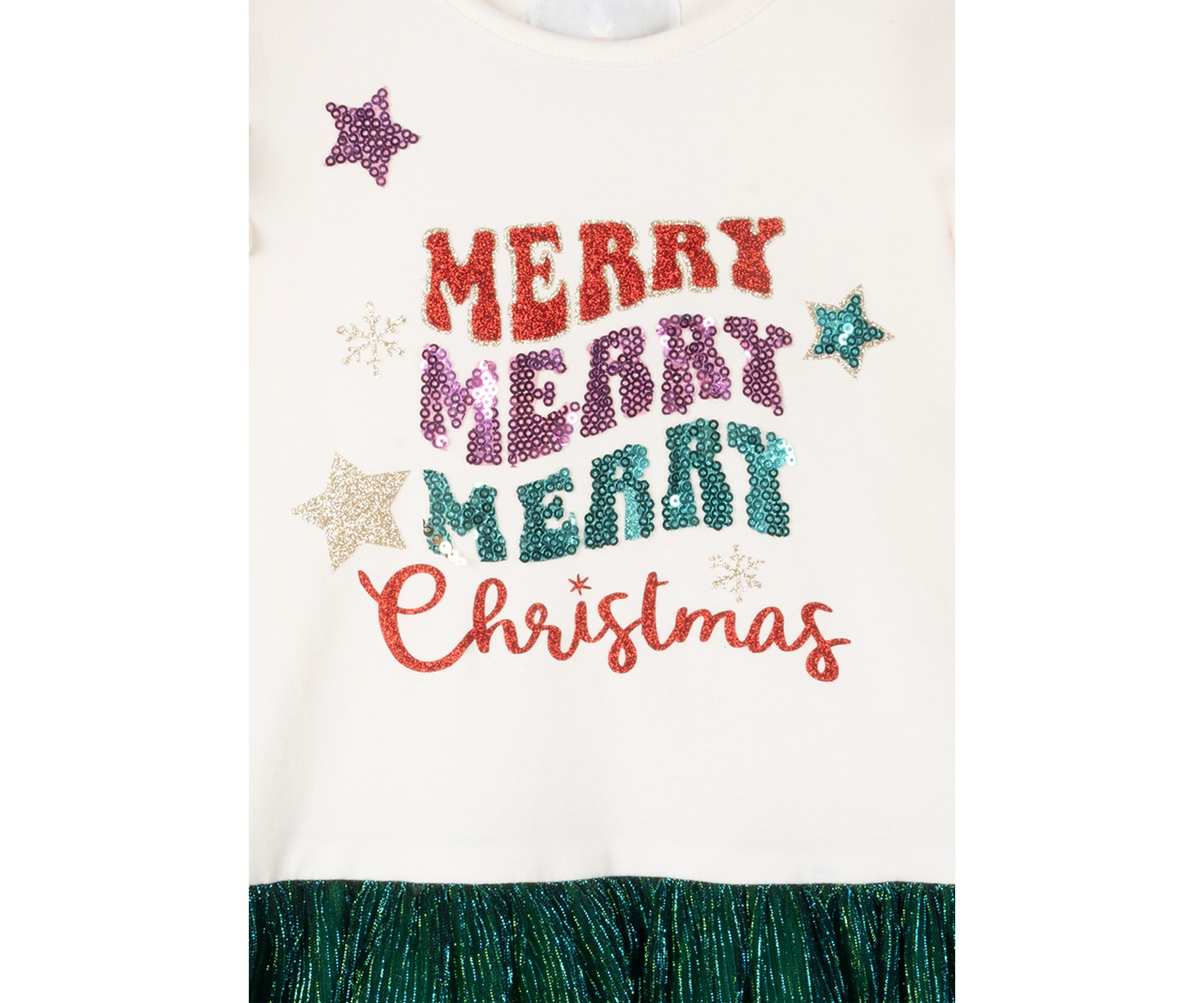 Toddler Girls Merry Christmas Metallic Sweater Dress
