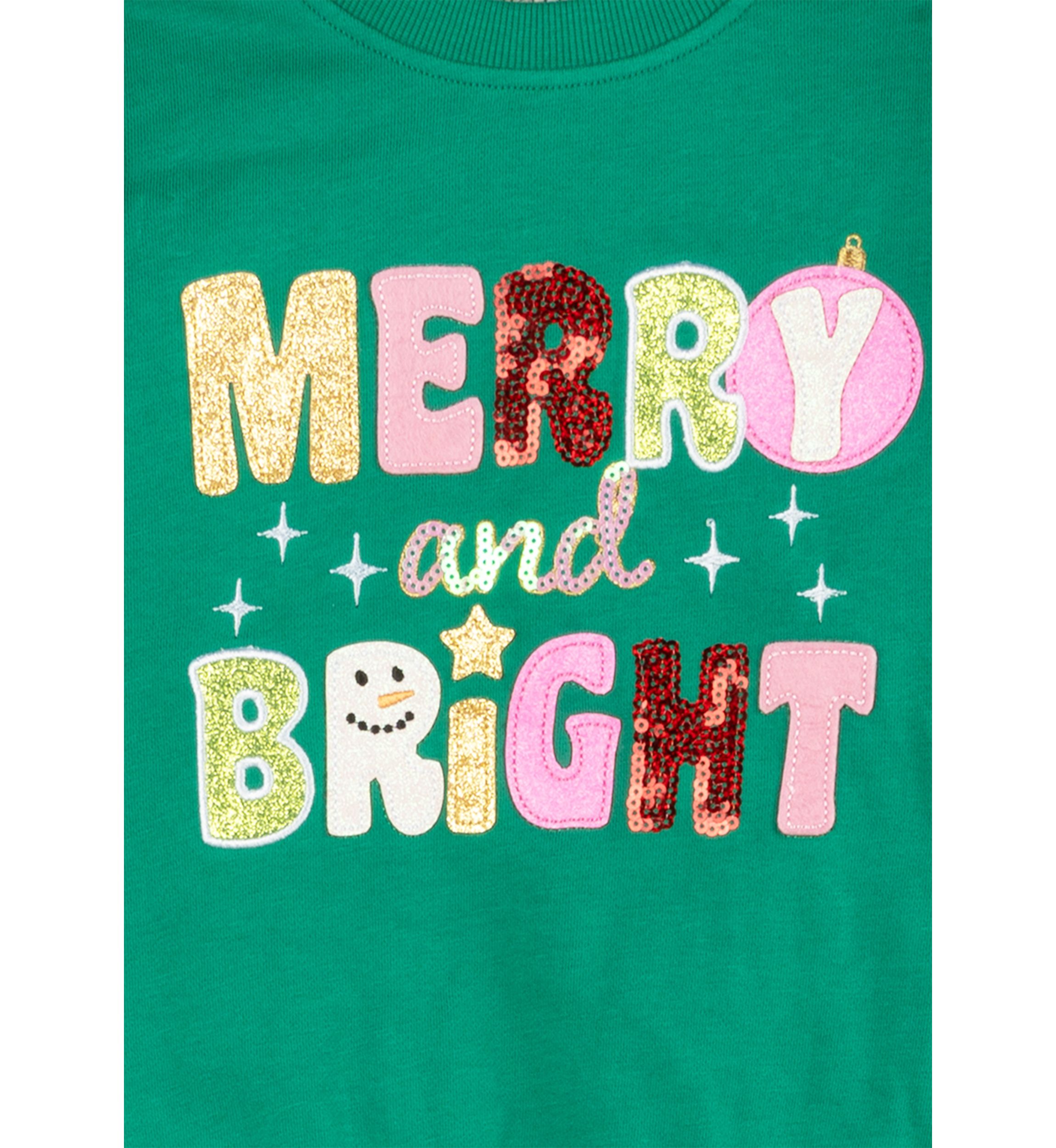 Toddler Girls French Terry Merry Bright Graphic Sweatshirt and Pants Set