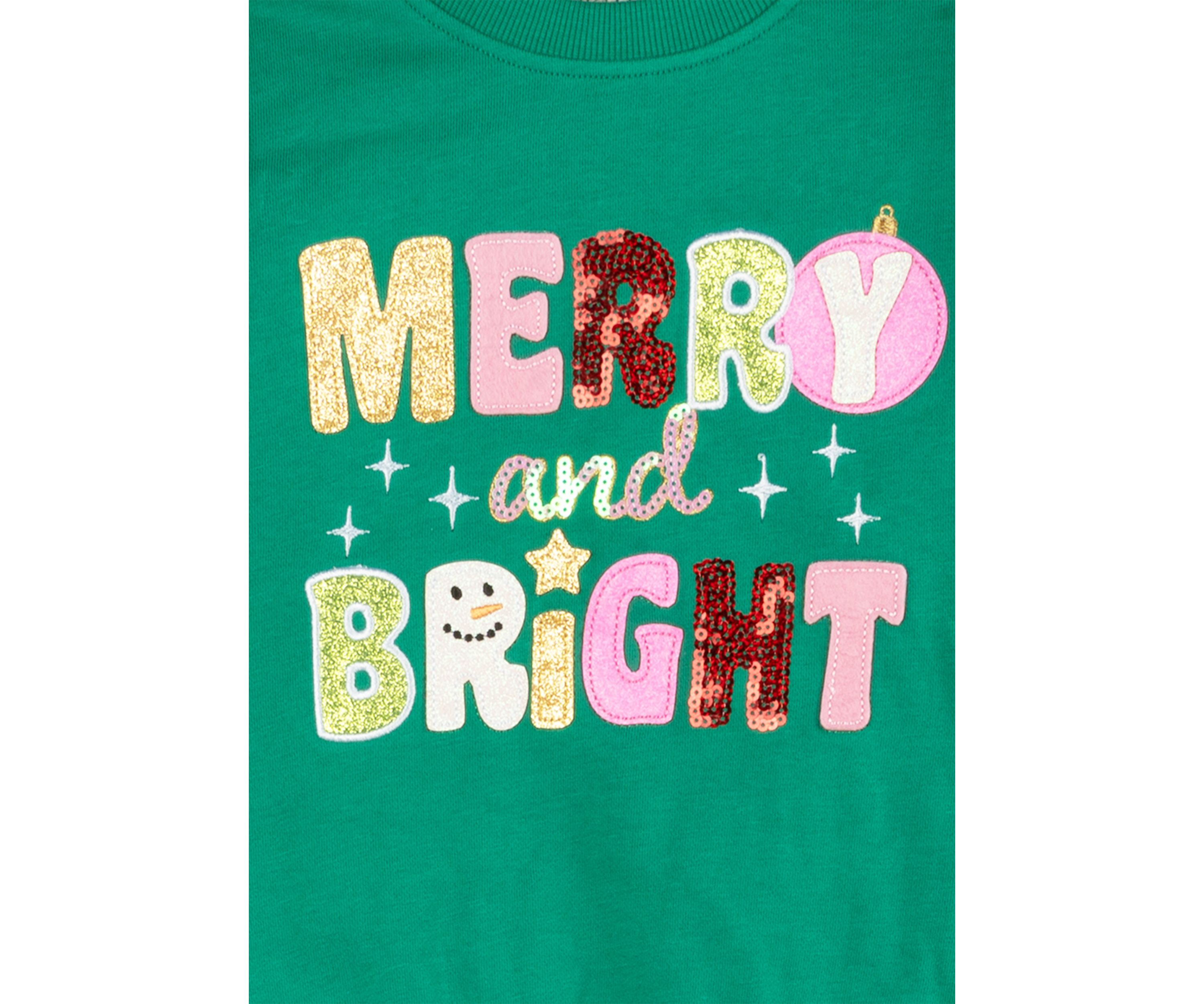 Toddler Girls French Terry Merry Bright Graphic Sweatshirt and Pants Set