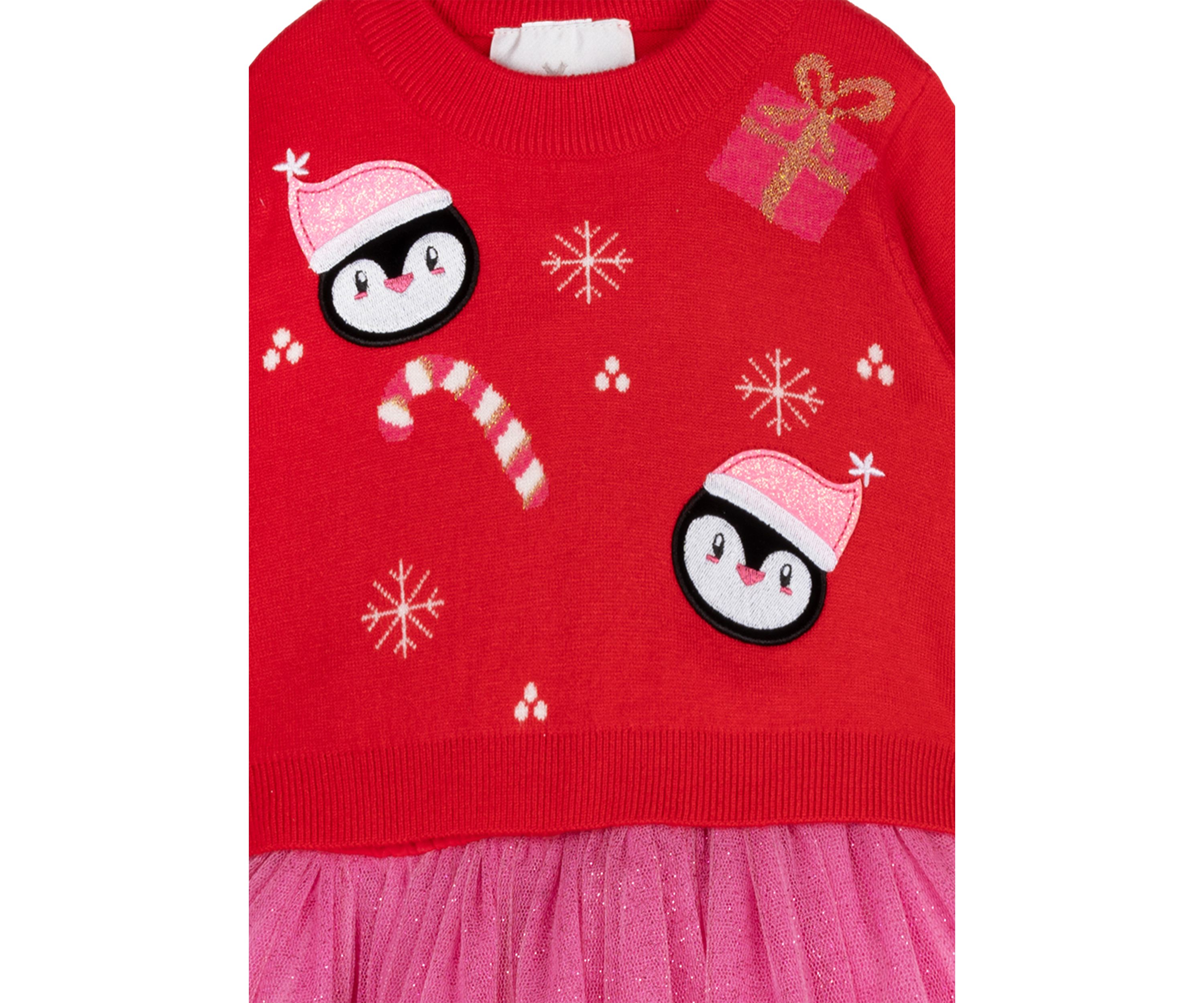 Toddler Girls Penguin Appliqué Sweater Dress