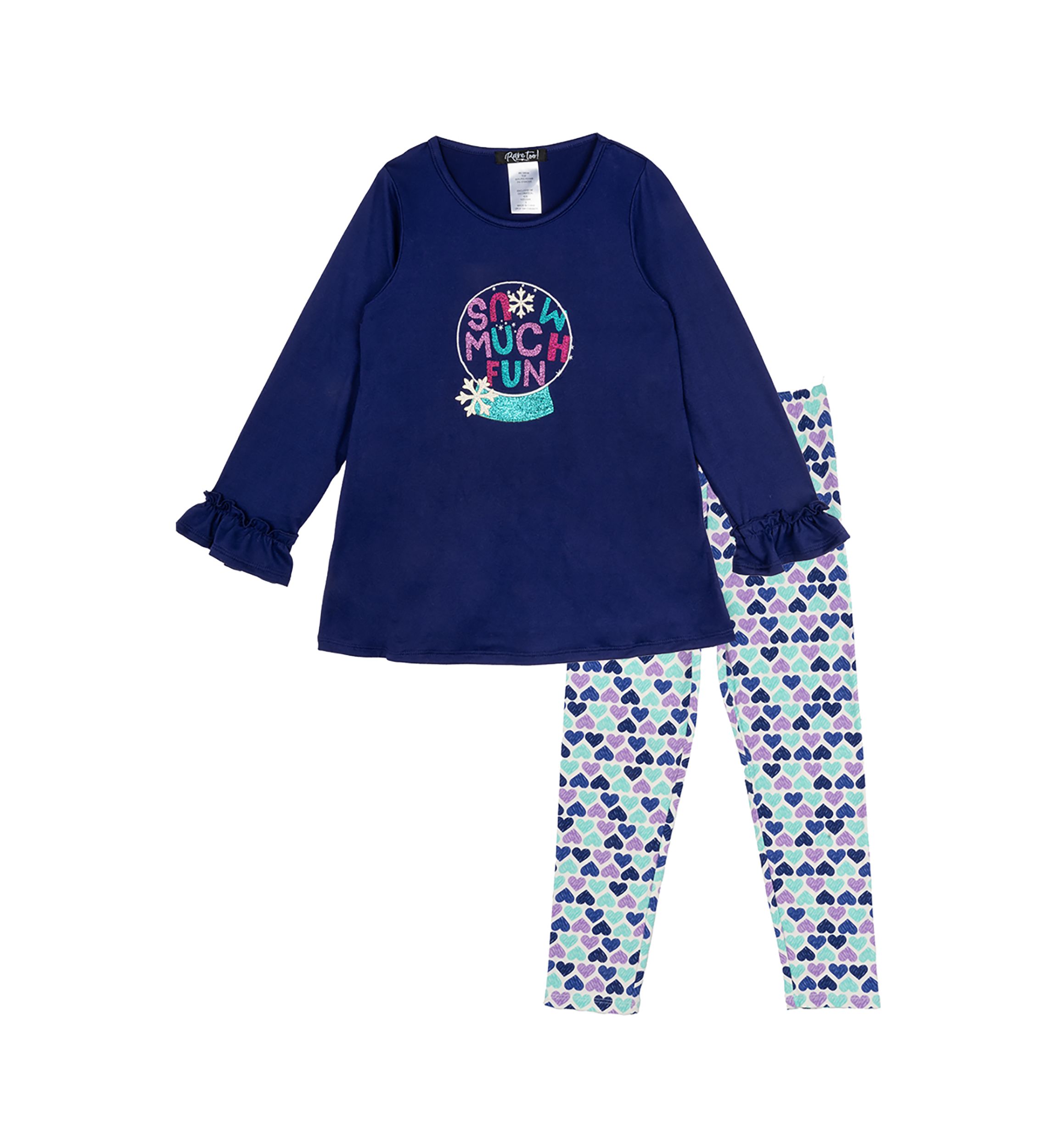 Toddler Girls Snow Too Much Graphic T-Shirt and Printed Leggings Set