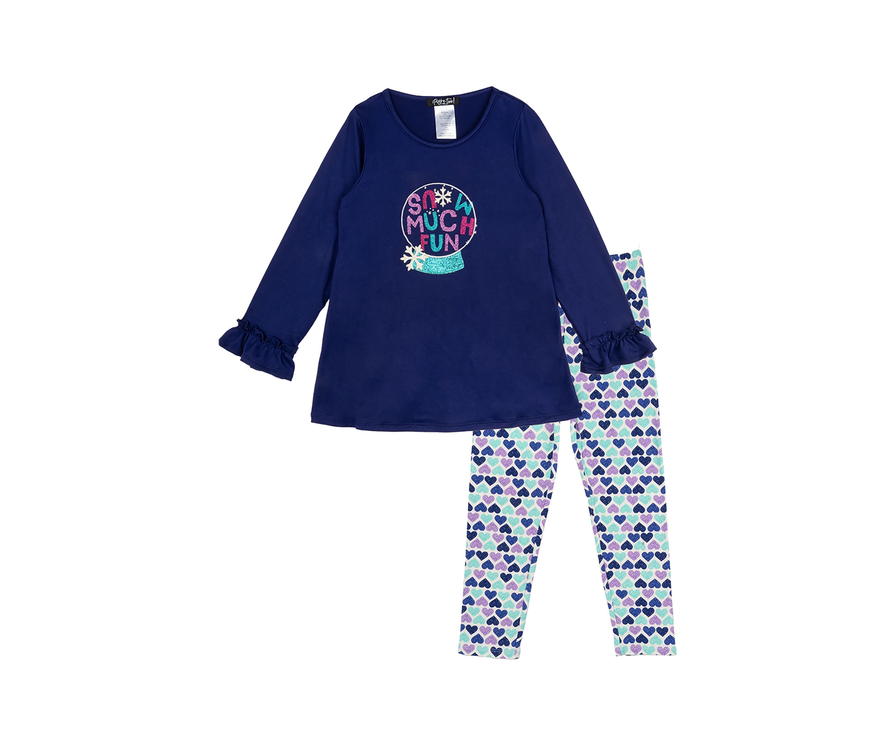 Toddler Girls Snow Too Much Graphic T-Shirt and Printed Leggings Set