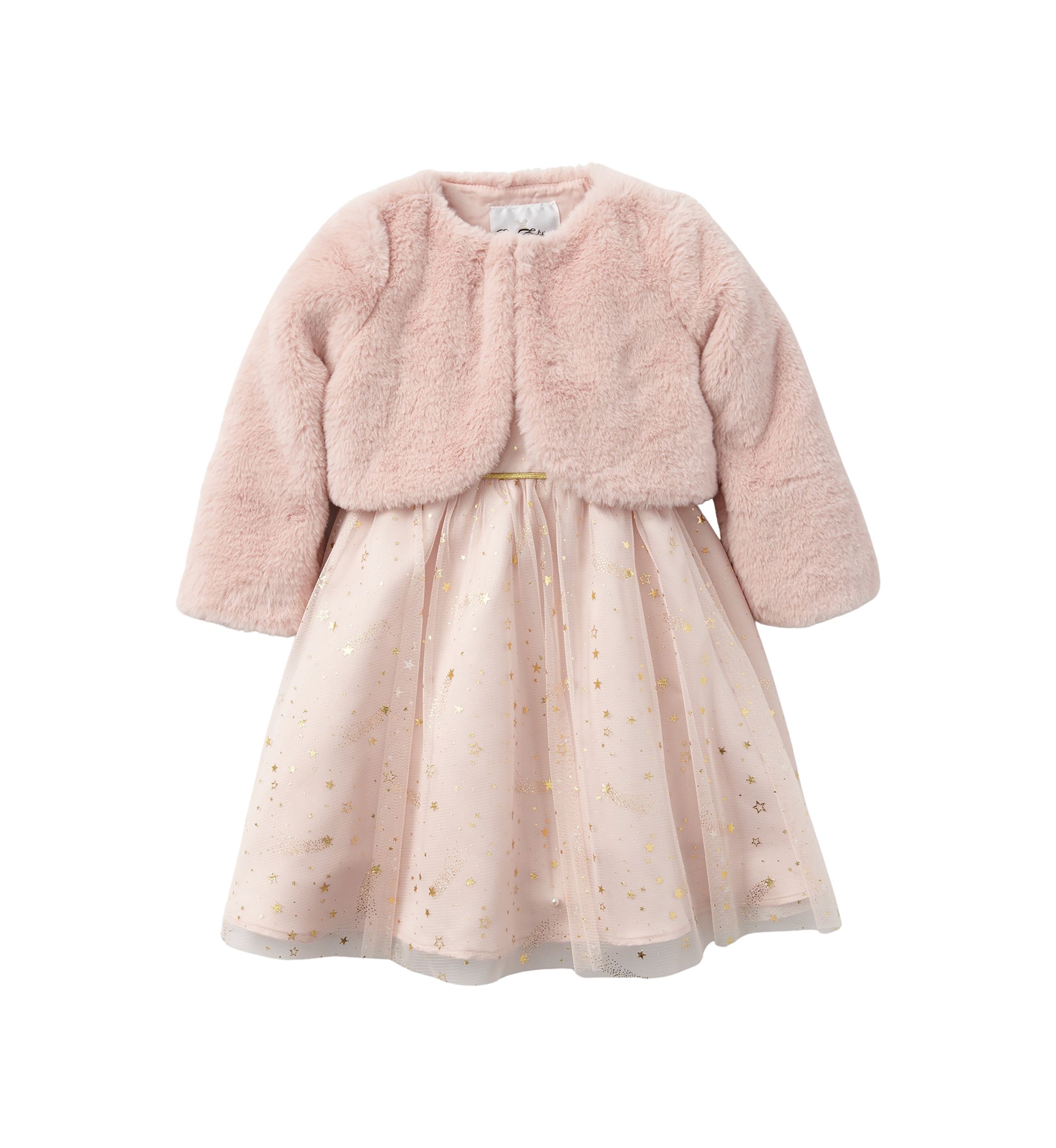 Toddler Girls Foil Mesh Dress with Jacket
