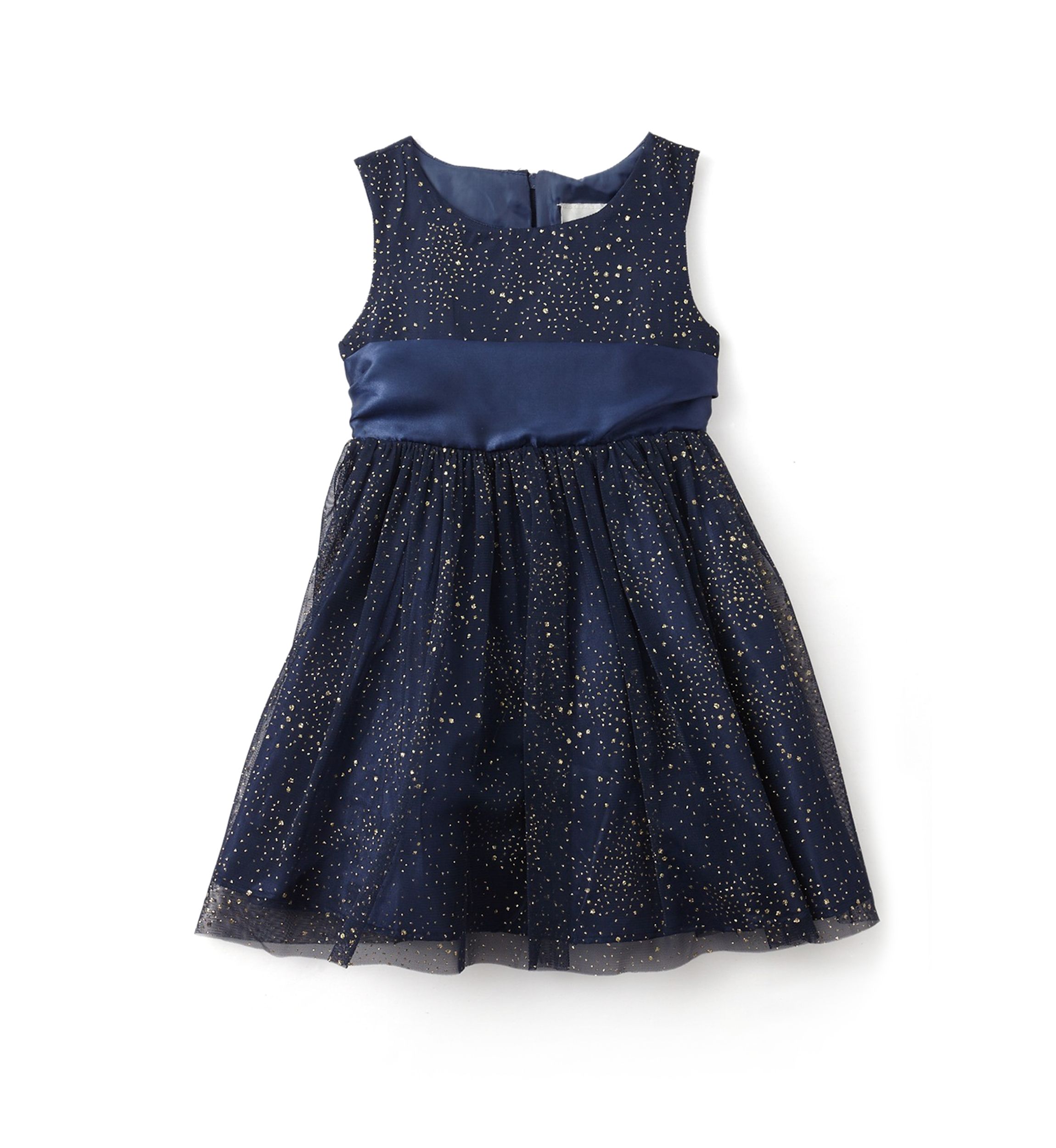 Toddler Girls Foil Mesh Dress with Fur Coat 