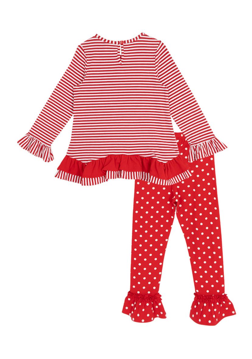 Toddler Girls Reindeer Striped Set 
