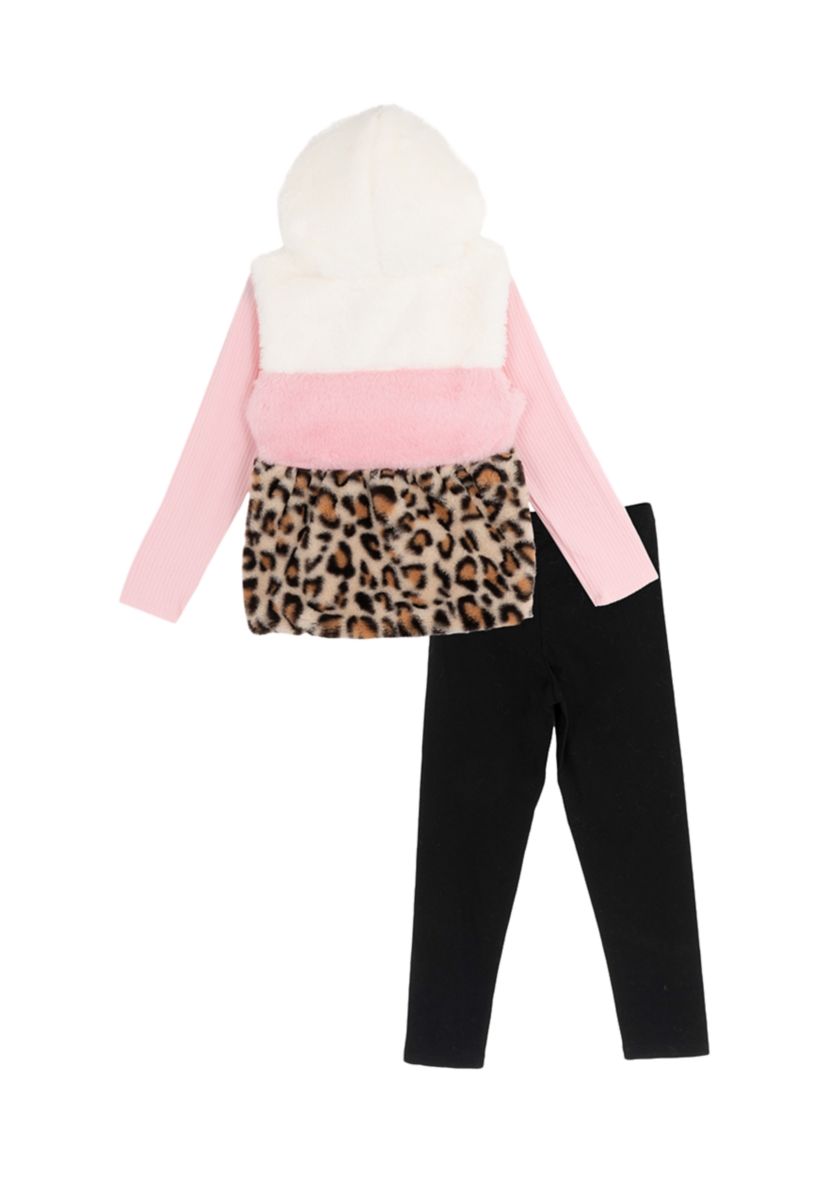 Toddler Girls Fur Vest Set