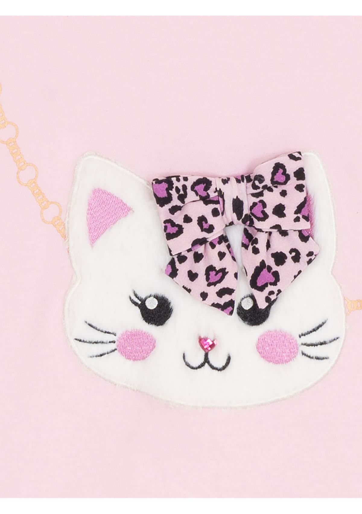 Toddler Girls Knit Blouse with Bag Appliqué Set