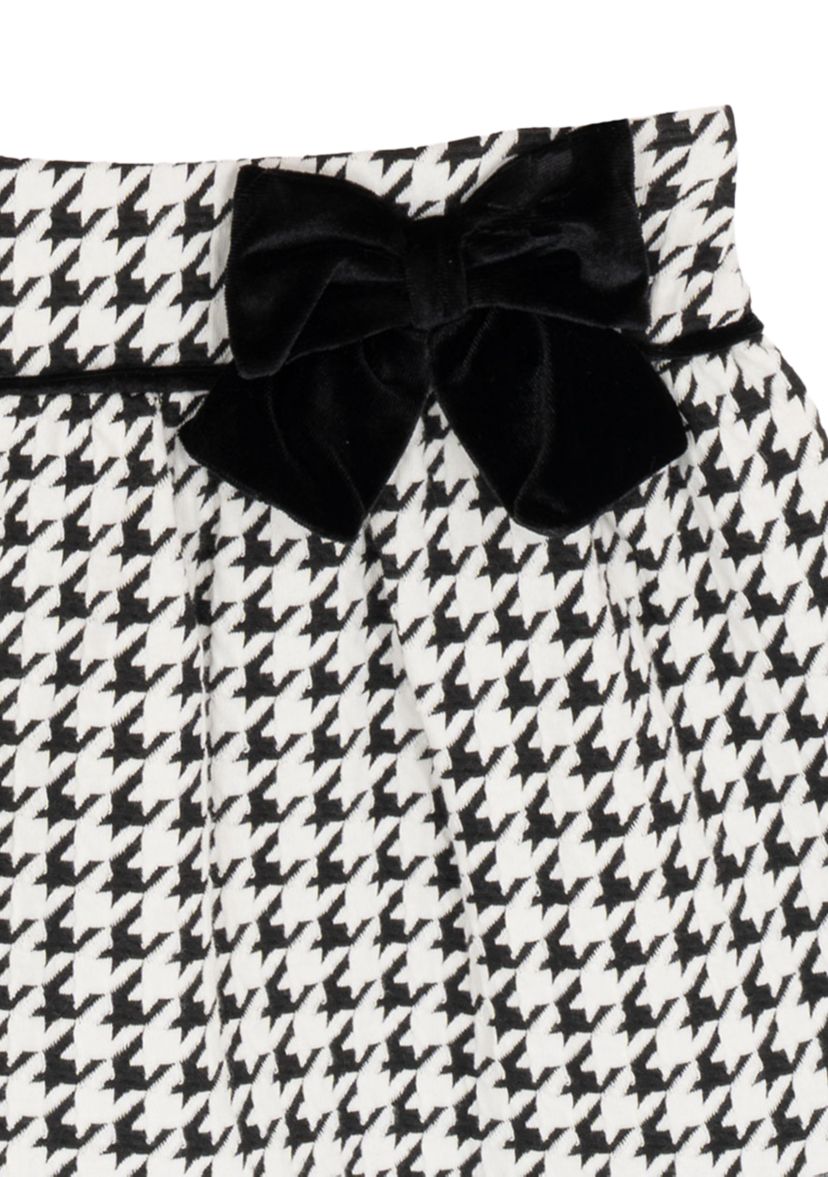 Toddler Girls Solid Knit Top with Houndstooth Skirt Set