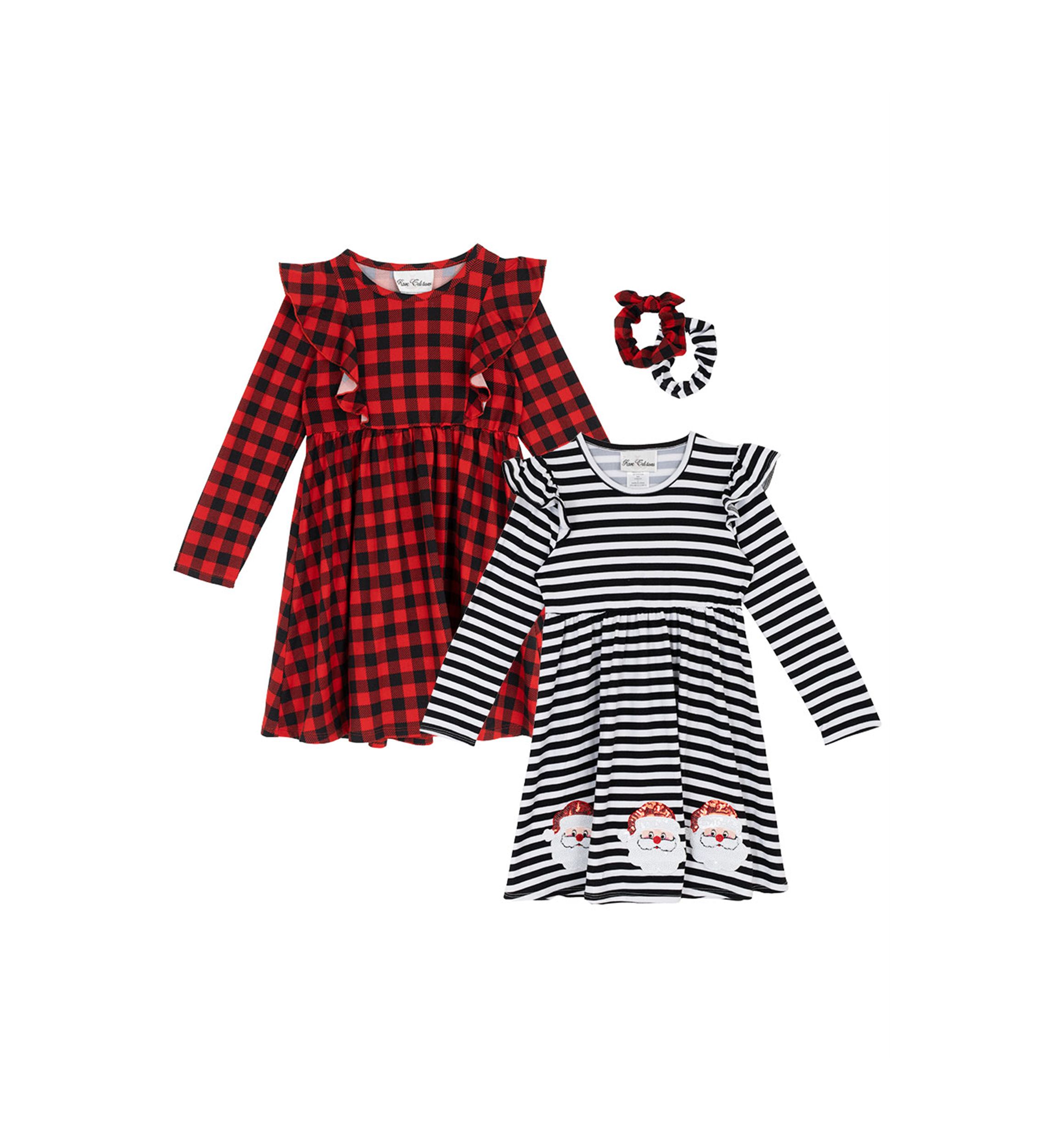 Toddler Girls 2-Pack Printed Dresses with Matching Scrunchies 