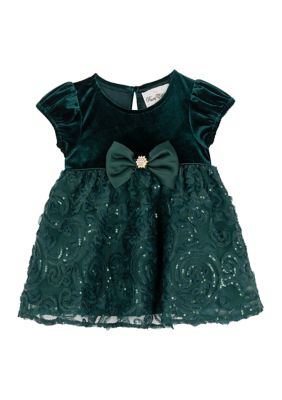 Rare Editions Toddlers Girls Stretch Velvet Bubble Sleeve Dress