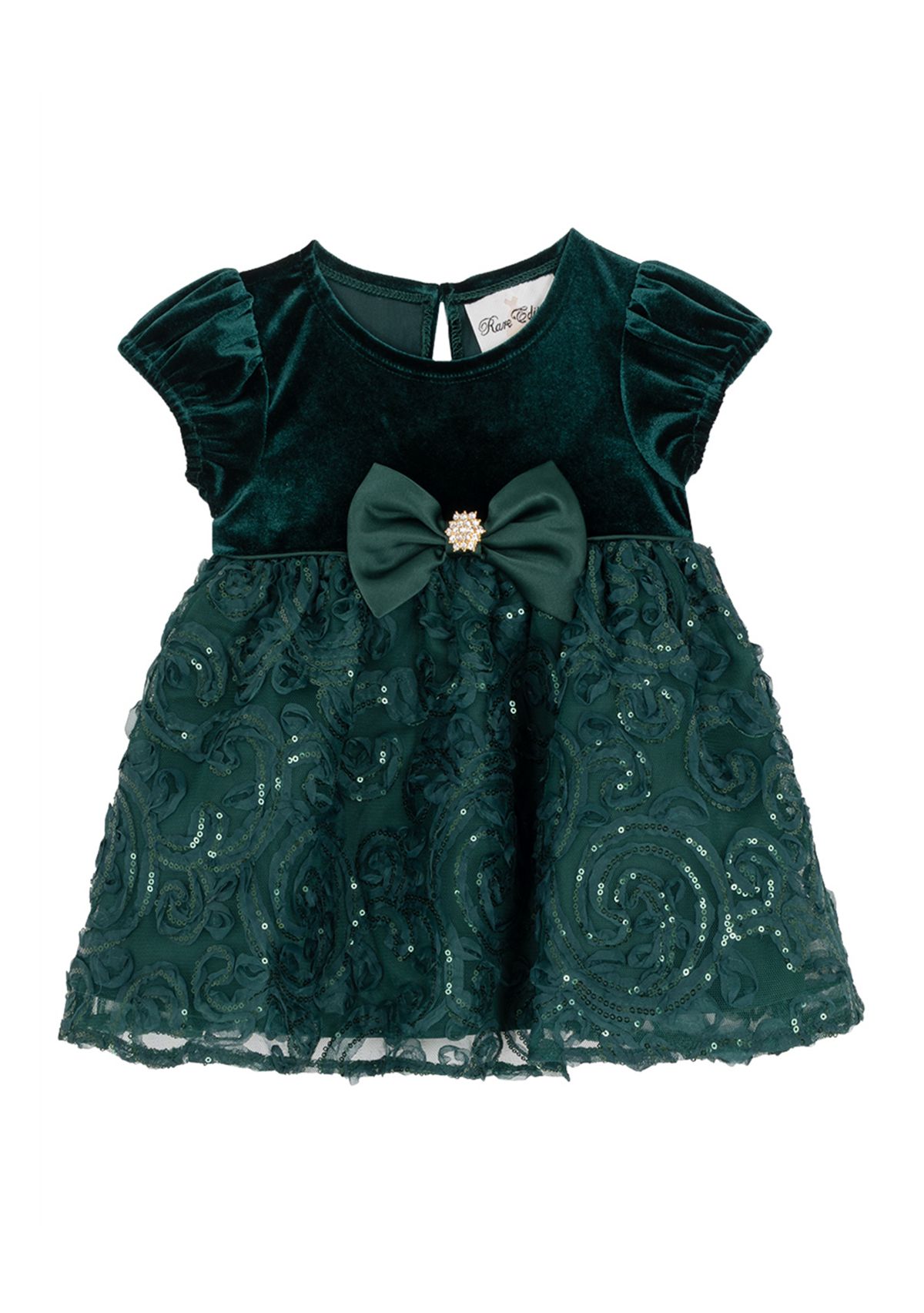 Toddlers Girls Stretch Velvet Bubble Sleeve Dress