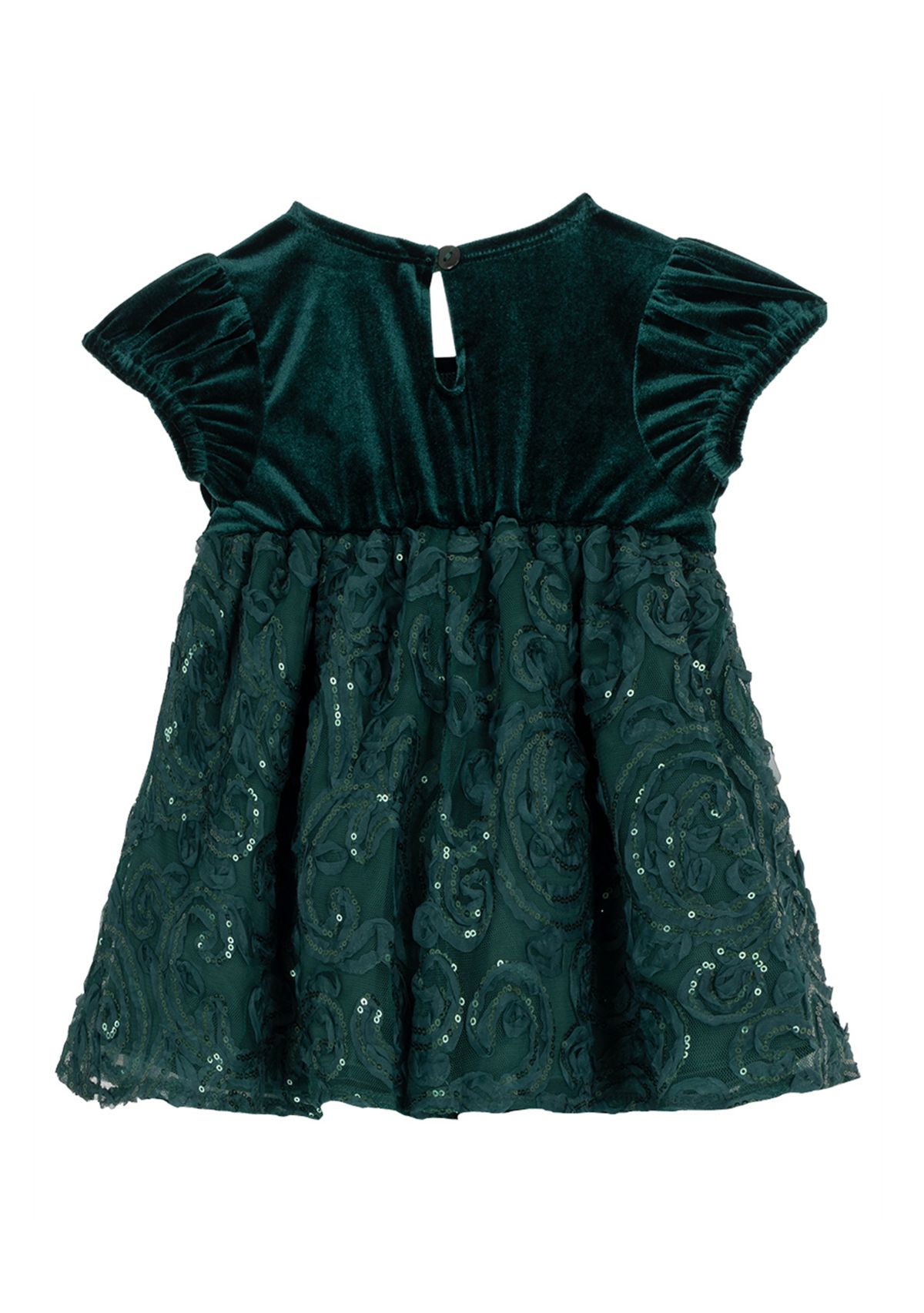 Toddlers Girls Stretch Velvet Bubble Sleeve Dress