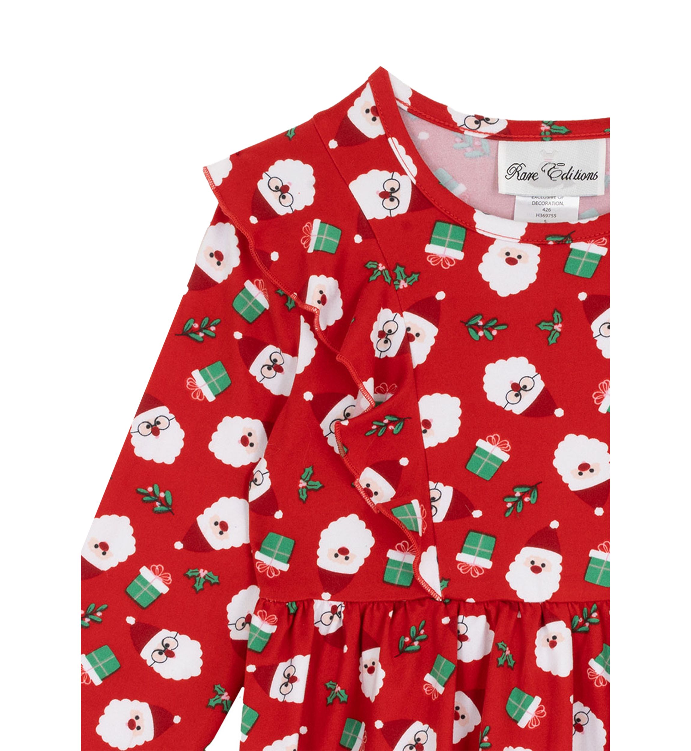 Toddler Girls Dot and Santa Print Dress Set