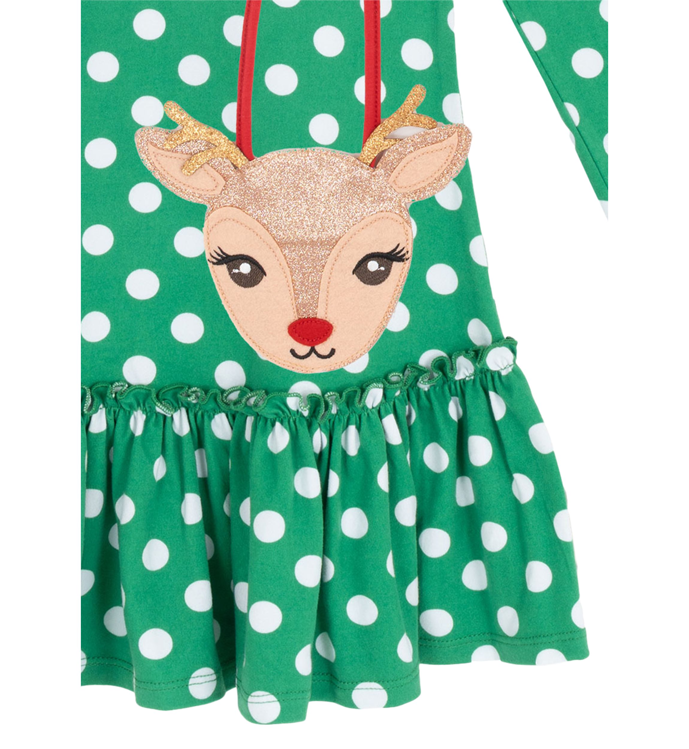 Toddler Girls Dot and Santa Print Dress Set