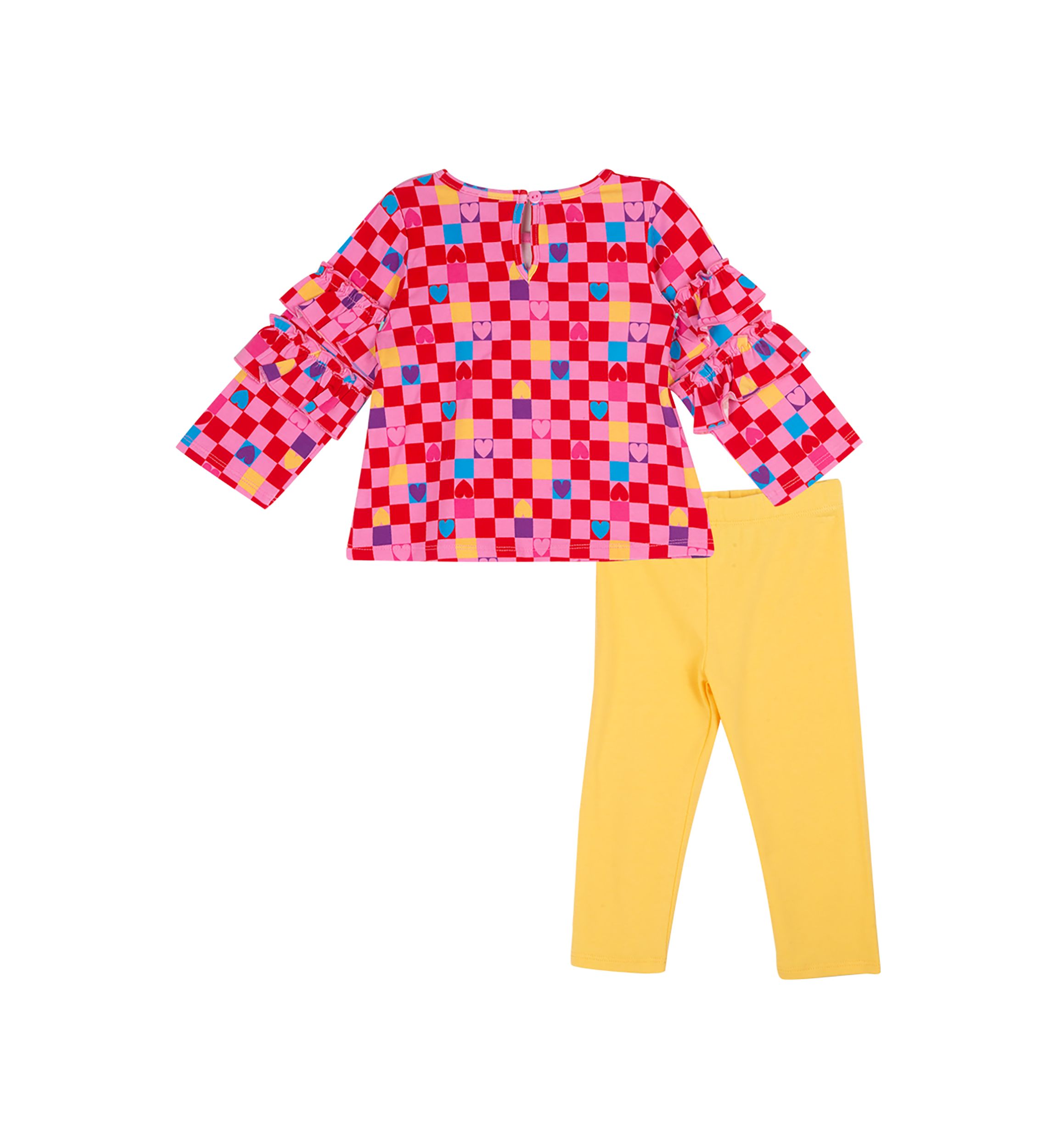 Baby Girls Ruffle Check Printed Top and Solid Leggings Set