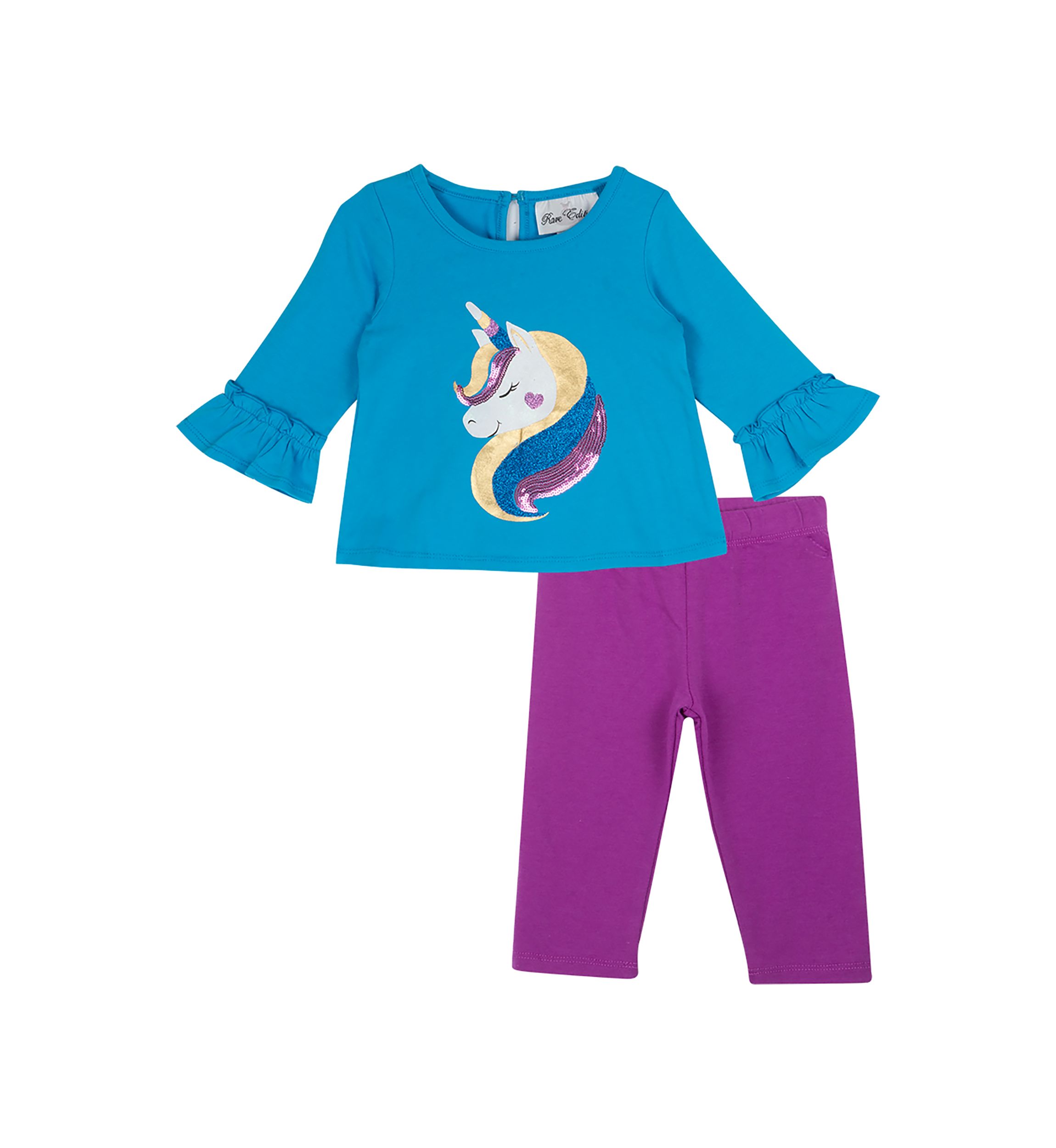 Baby Girls Unicorn Appliqué Top and Leggings Set