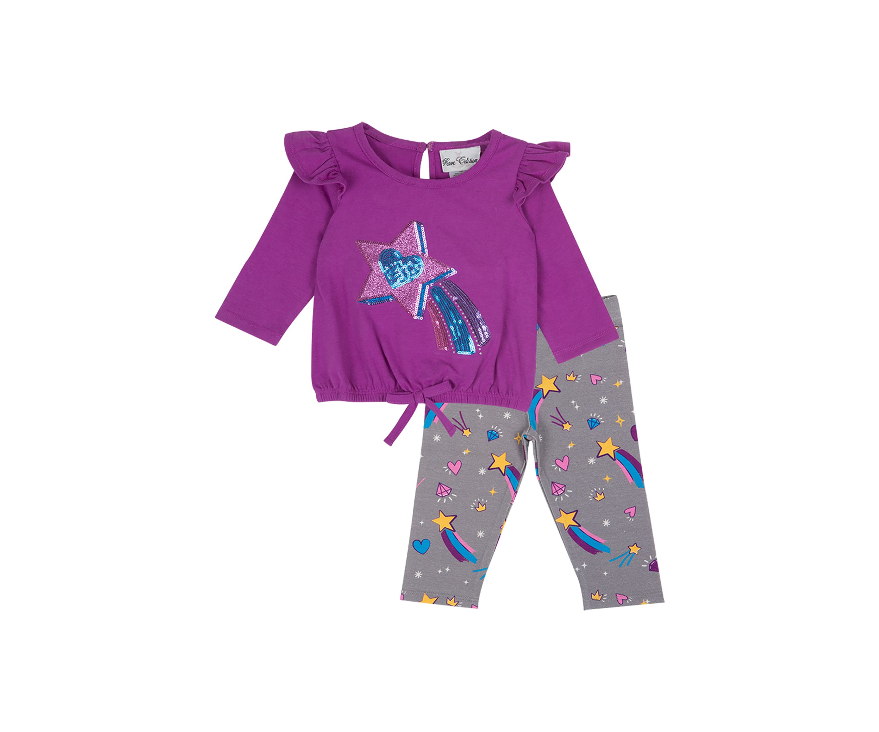 Baby Girls Shooting Star Appliqué Top and Leggings Set