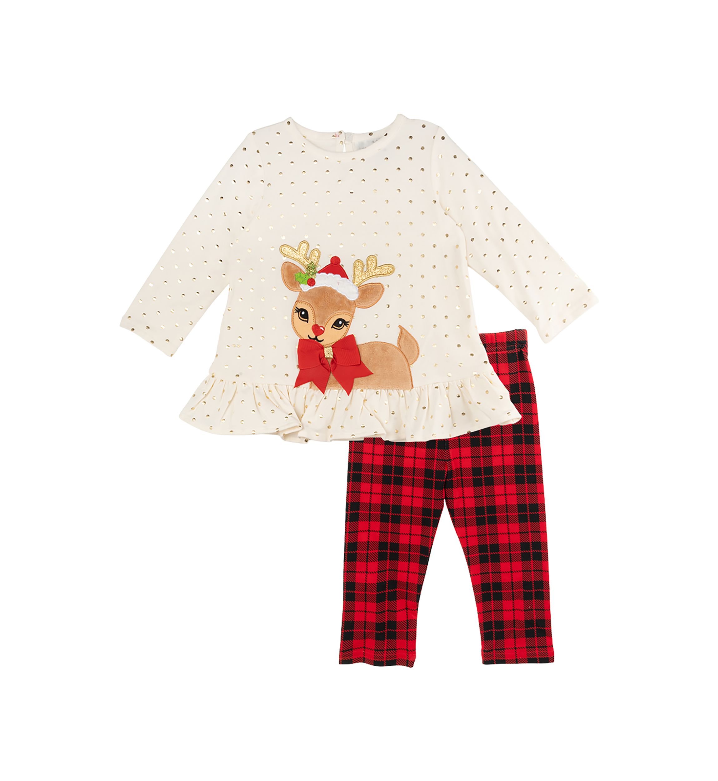 Baby Girls  Reindeer Appliqué Dot Set