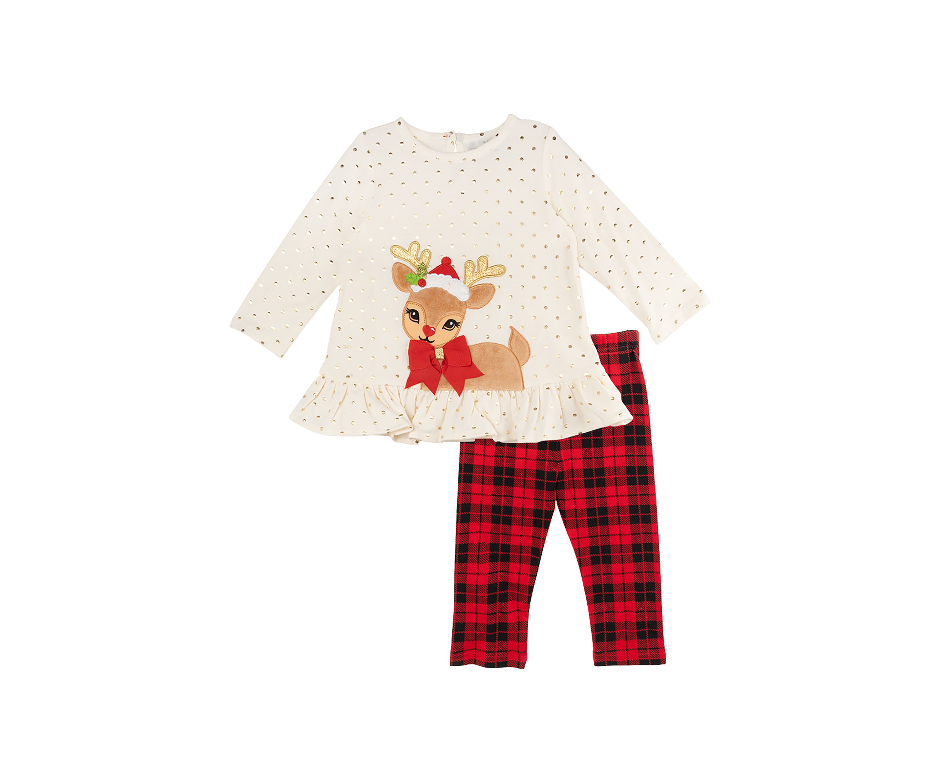 Baby Girls  Reindeer Appliqué Dot Set
