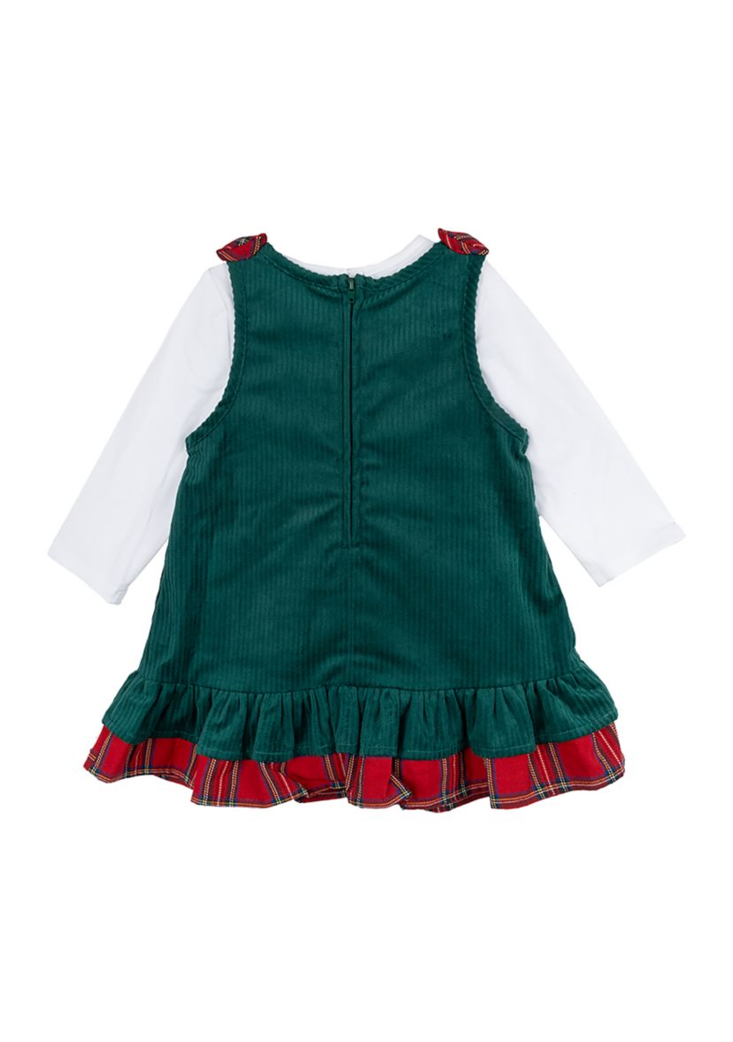 Baby Girls Reindeer Appliqué Jumper Dress