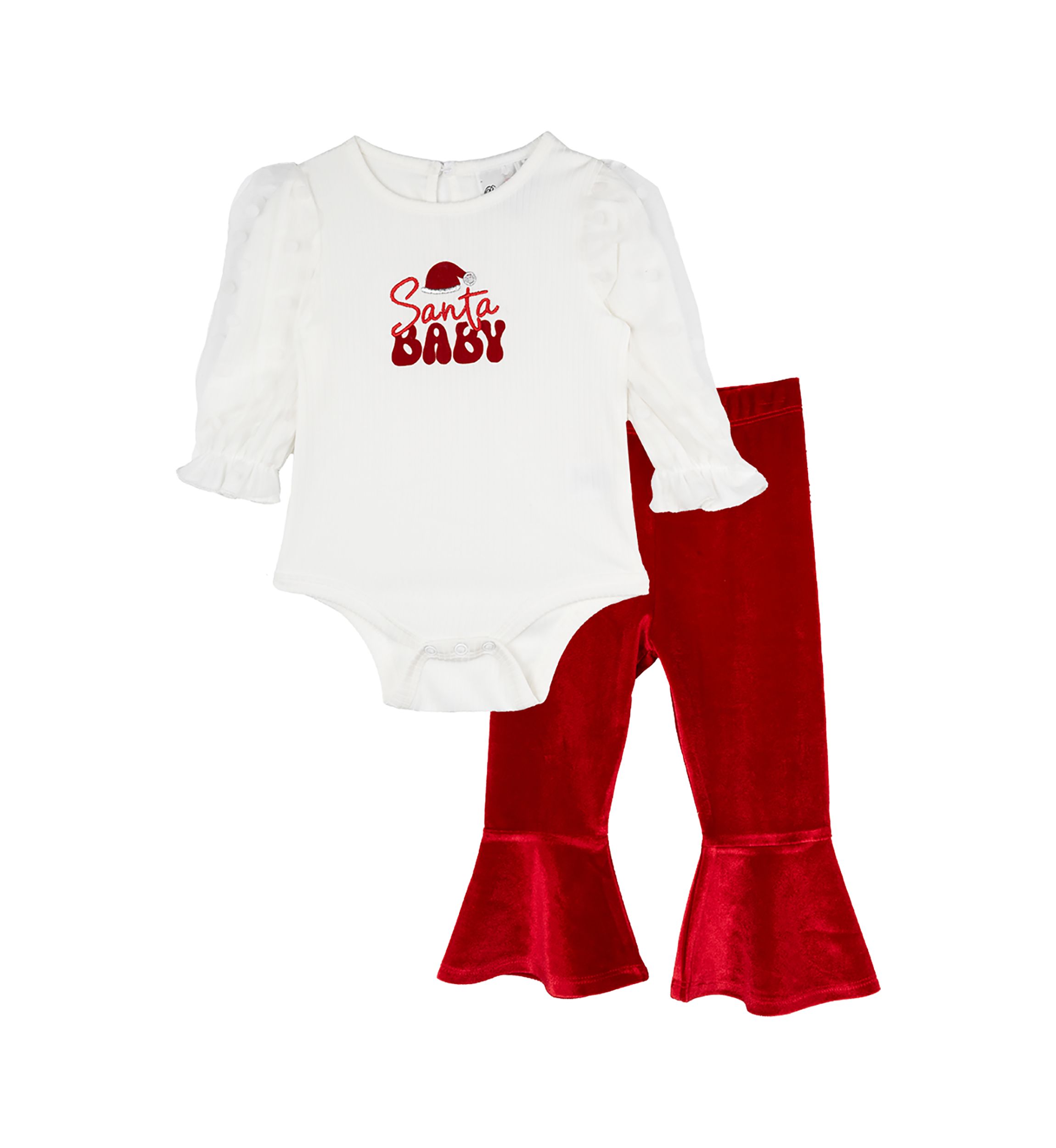 Baby Girls Santa Bodysuit and Flare Pants Set