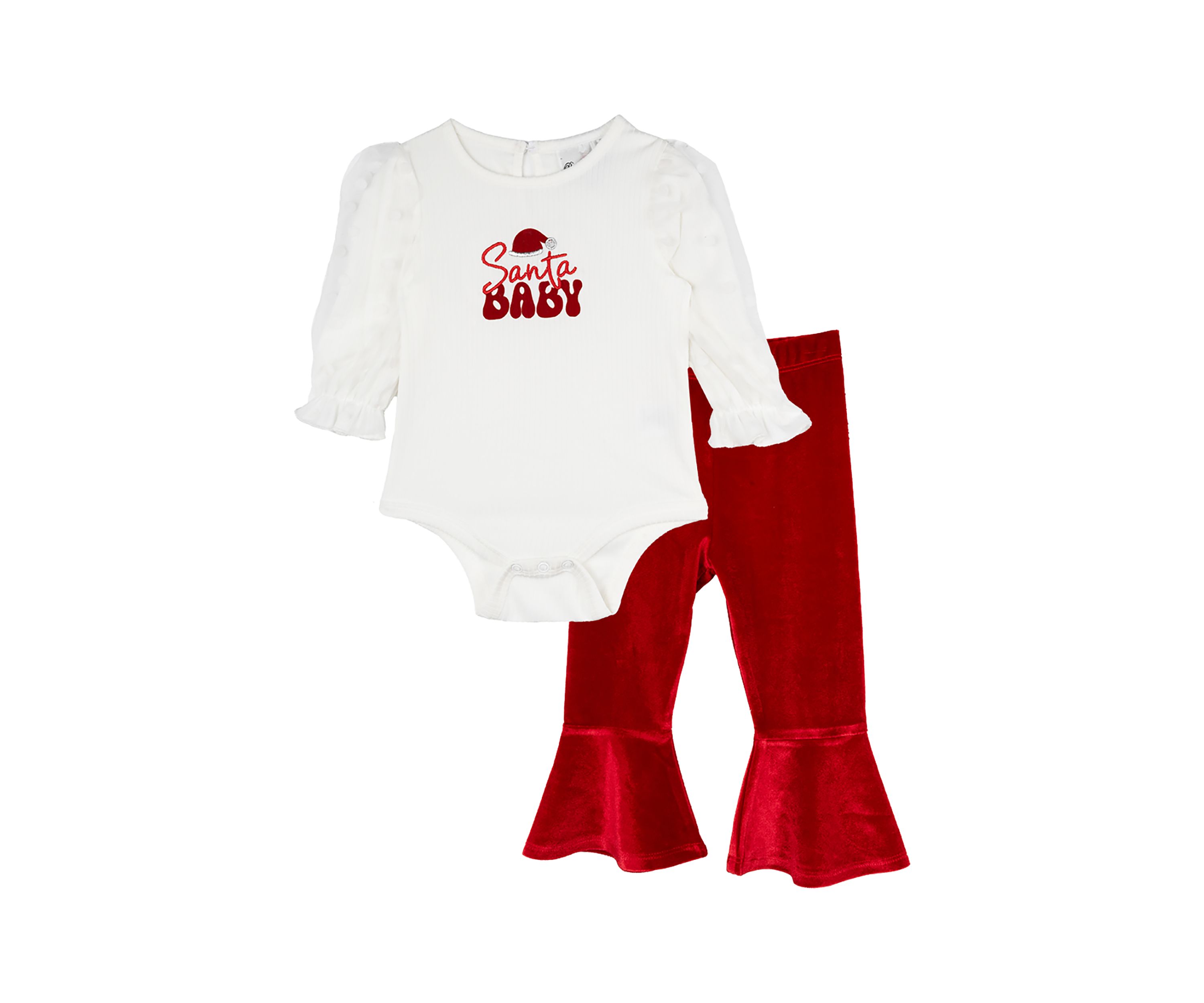 Baby Girls Santa Bodysuit and Flare Pants Set