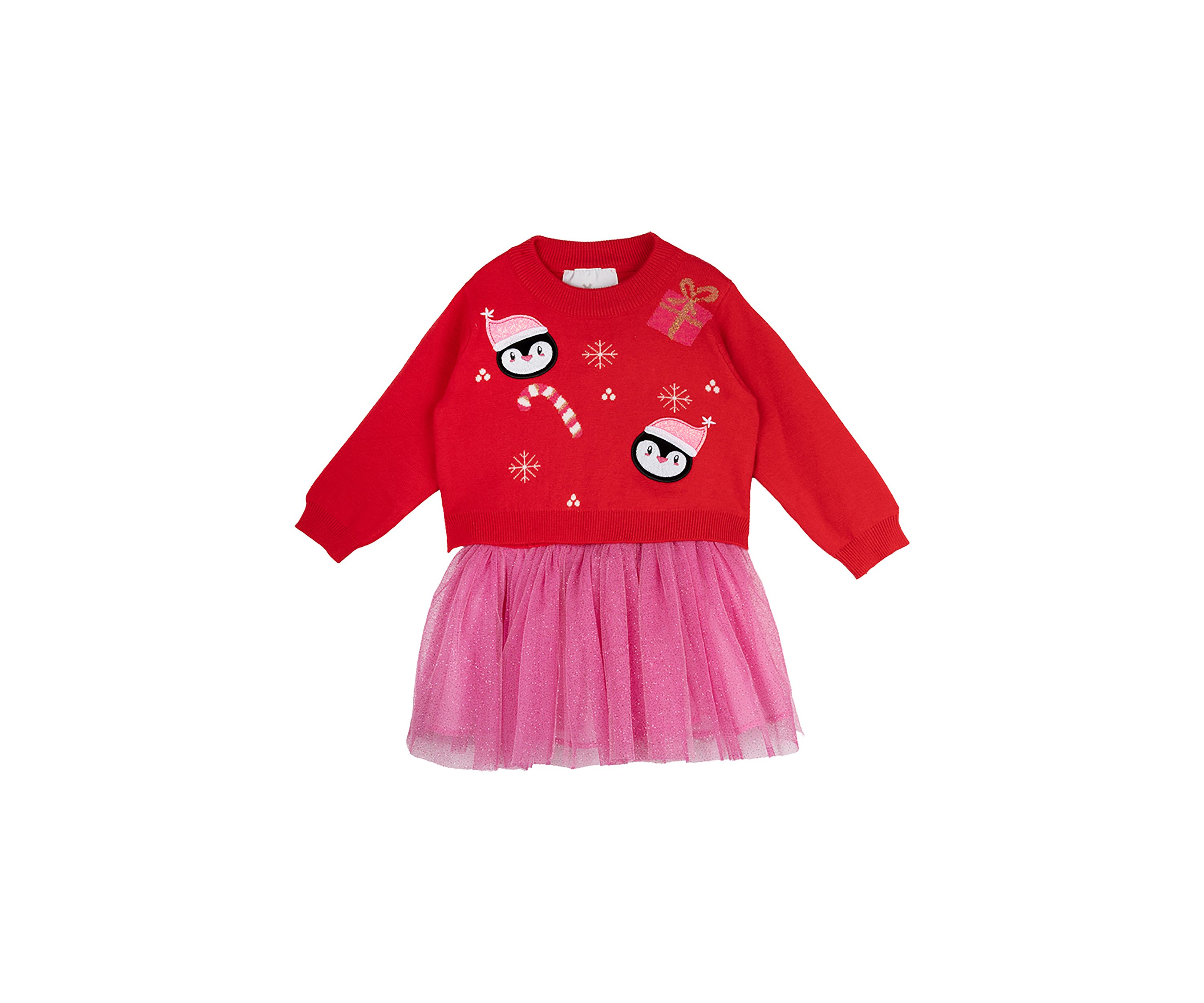 Baby Girls Penquin Christmas Sweater Dress
