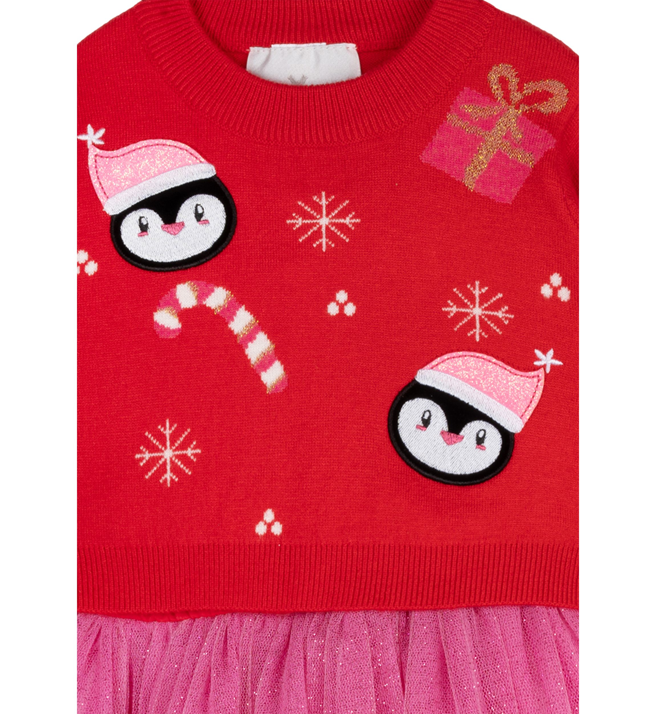 Baby Girls Penquin Christmas Sweater Dress