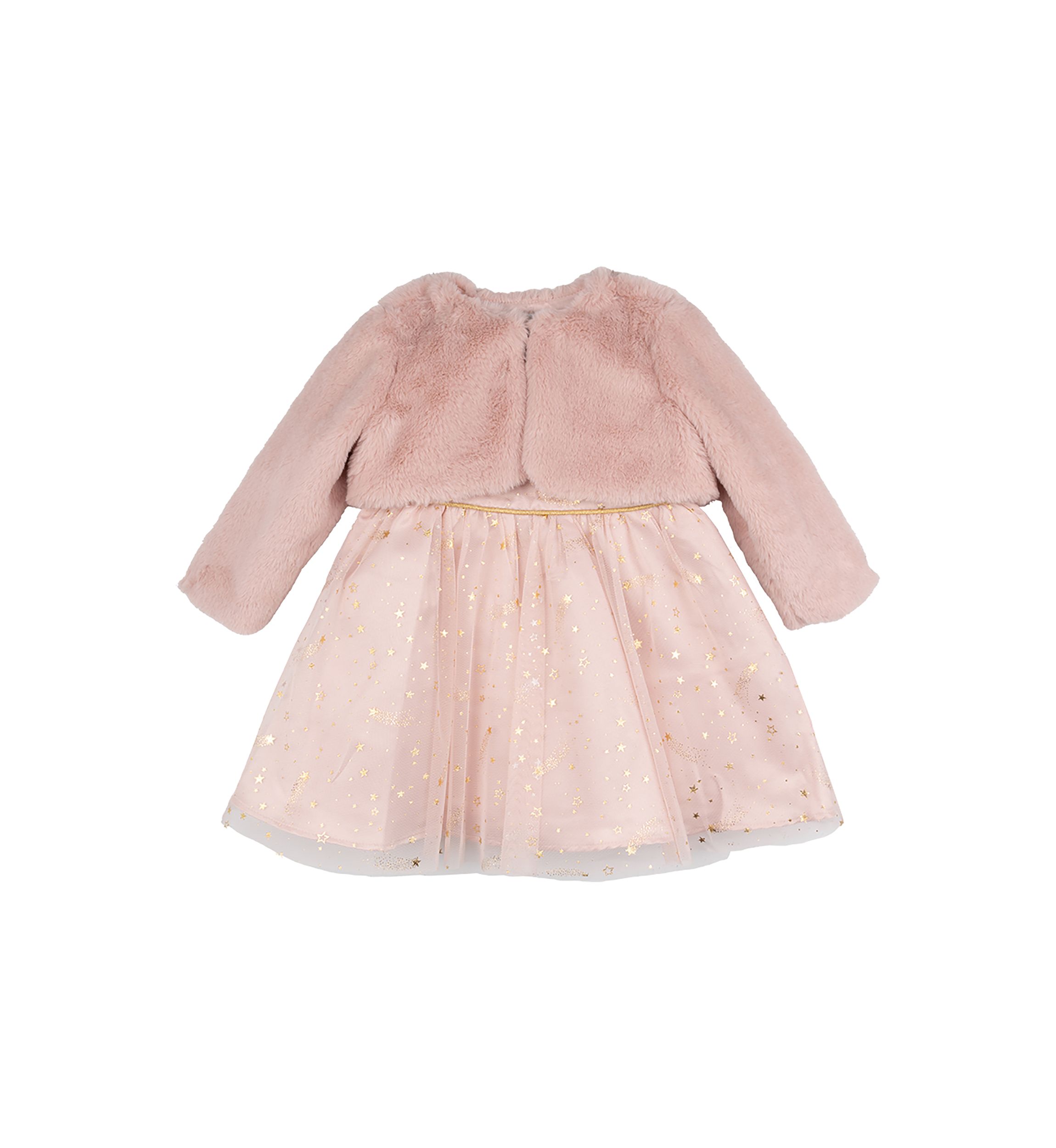 Baby Girls Foil Stars Mesh Dress with Jacket