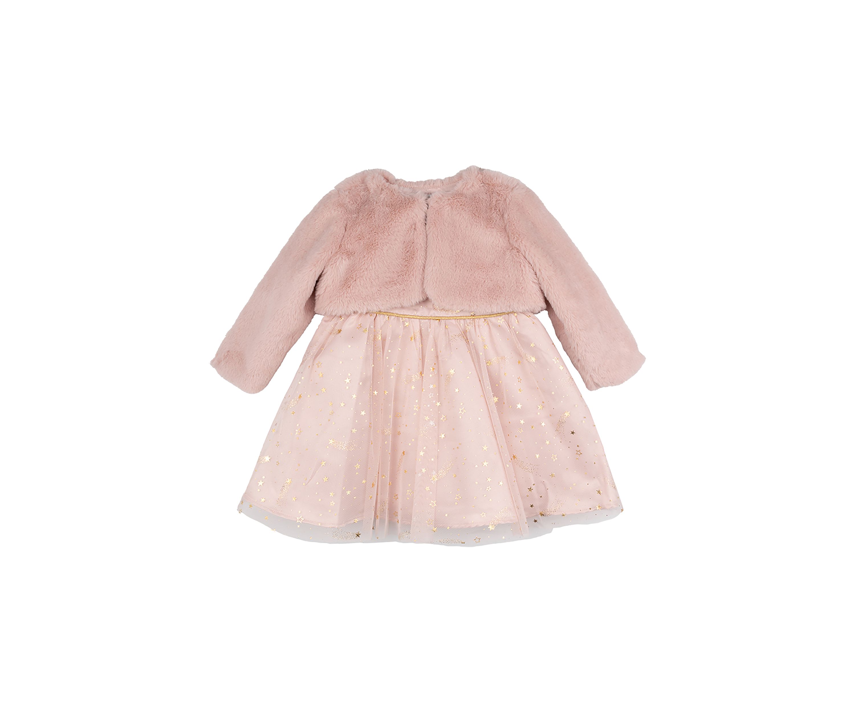 Baby Girls Foil Stars Mesh Dress with Jacket