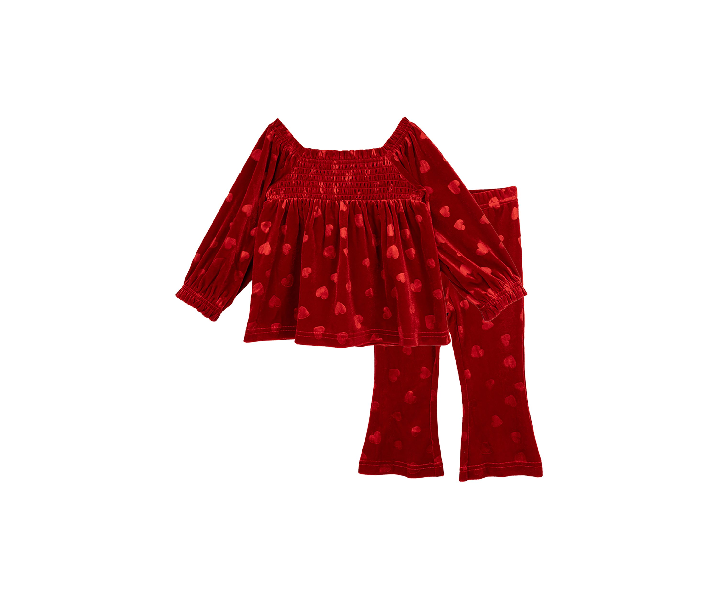 Baby Girls Velvet Heart Top and Pants Set