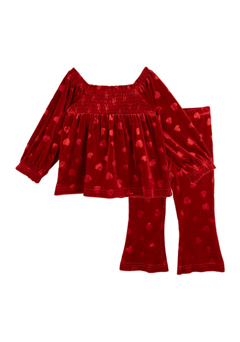 Baby Girls Velvet Heart Top and Pants Set