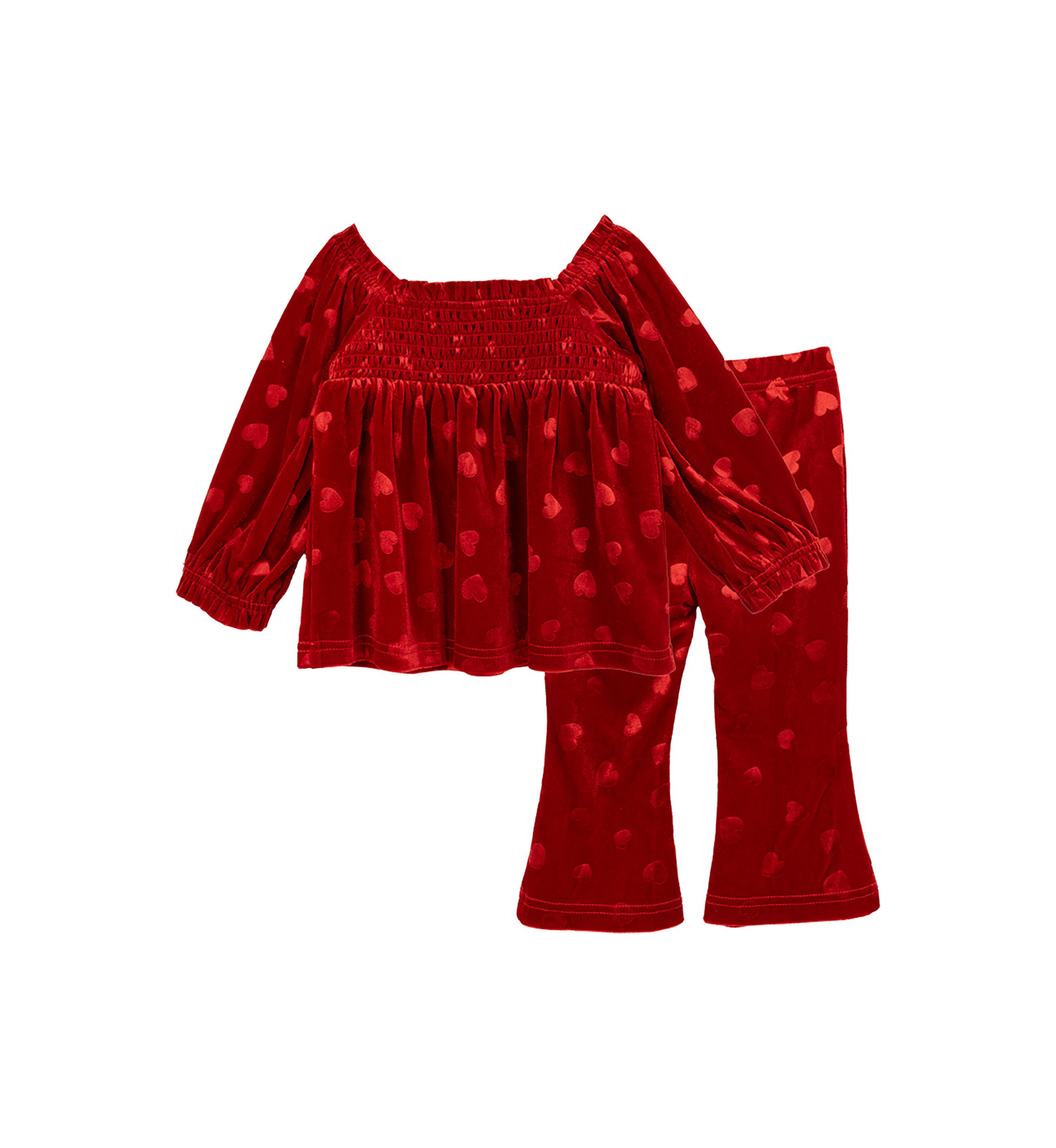 Baby Girls Velvet Heart Top and Pants Set