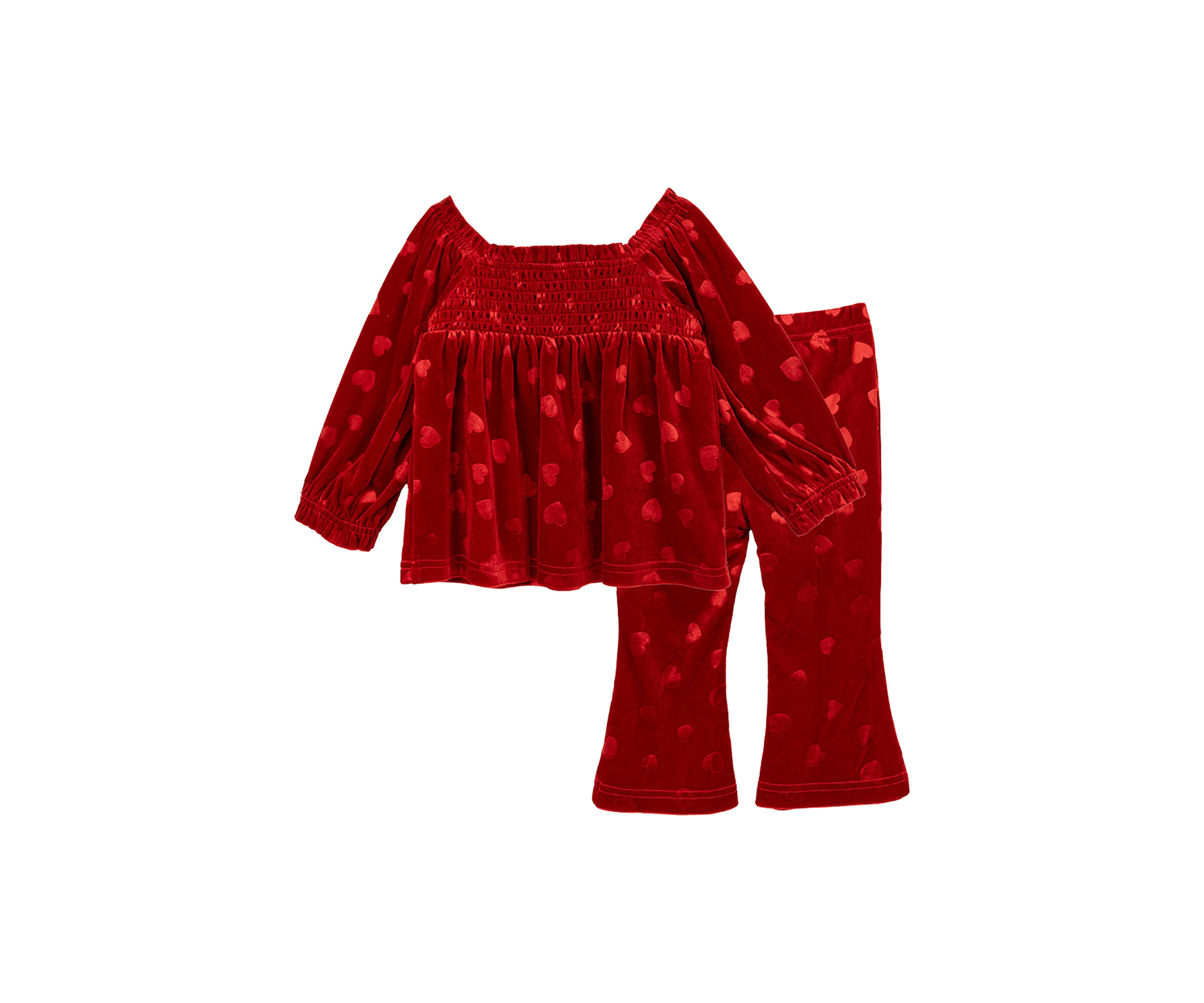 Baby Girls Velvet Heart Top and Pants Set