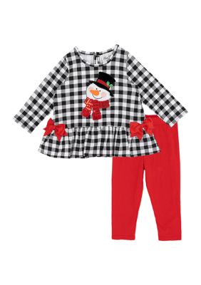 Rare Editions Baby Girls Snowman Set, Black, 18 Months