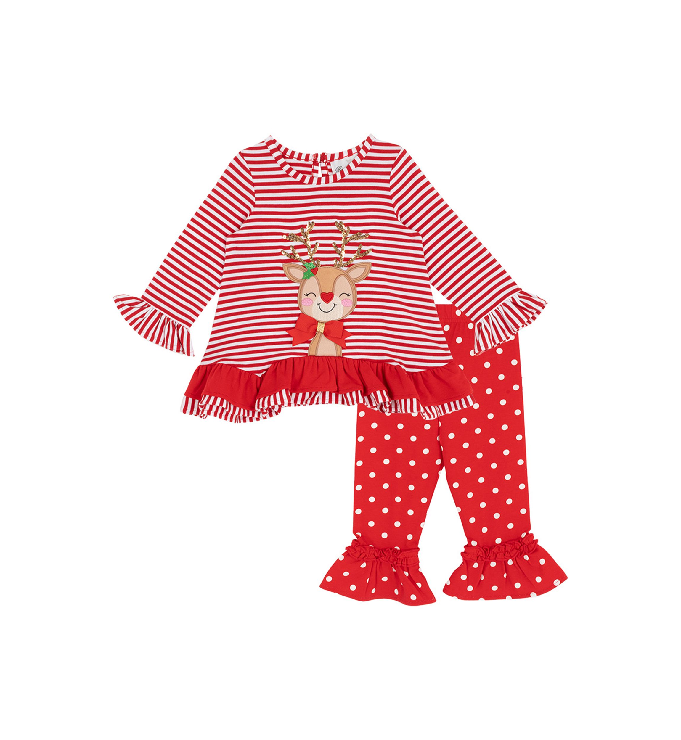 Baby Girls Reindeer Striped Set 
