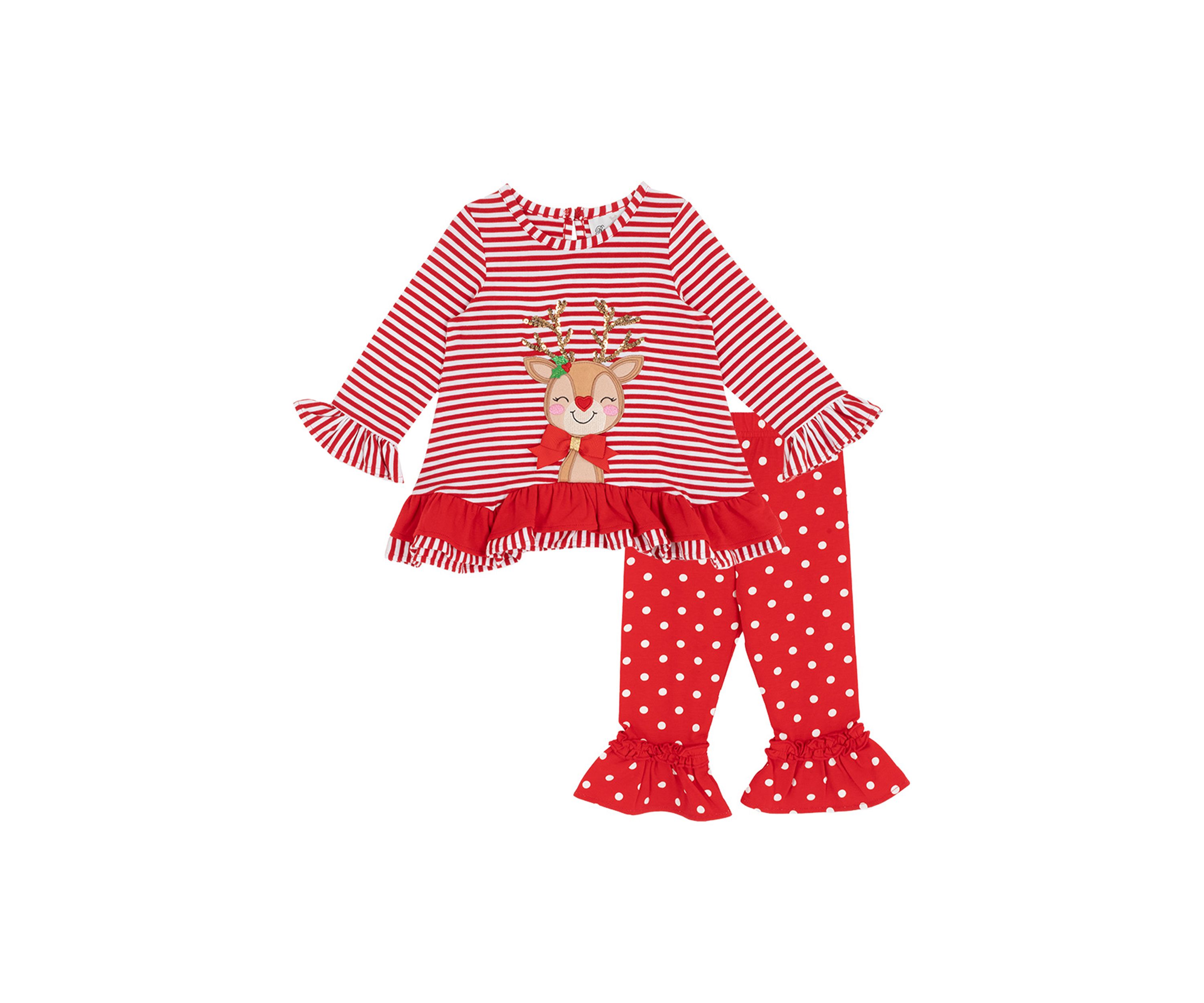 Baby Girls Reindeer Striped Set 