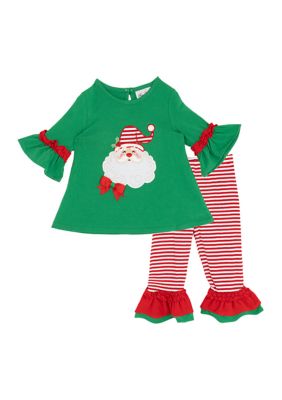 Rare Editions Baby Girls Santa Set, Green, 24 Months