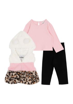 Rare Editions Baby Girls Fur Vest Set