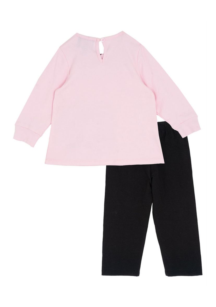 Baby Girls Long Sleeve Cat Top and Solid Legging Set 