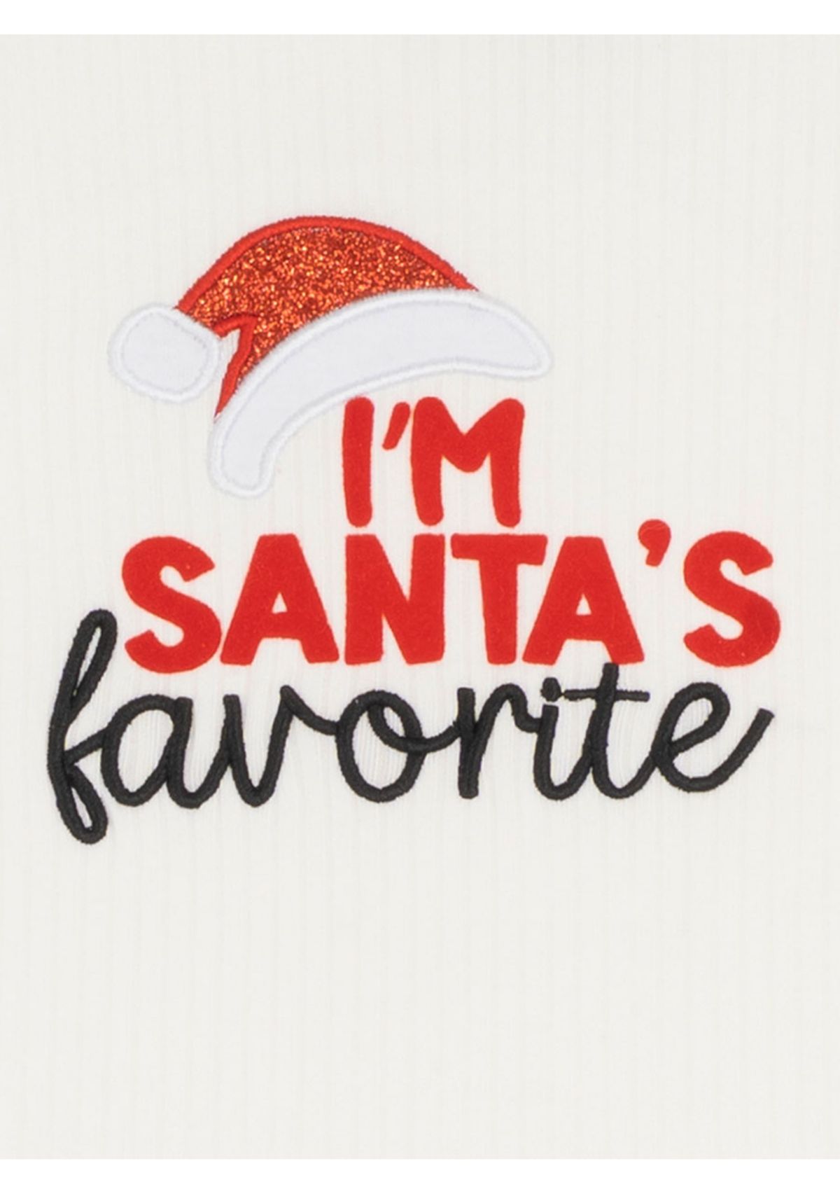 Baby Girls Rib Knit Santas Favorite Bodysuit, Bell Bottom Legging and Headband Set