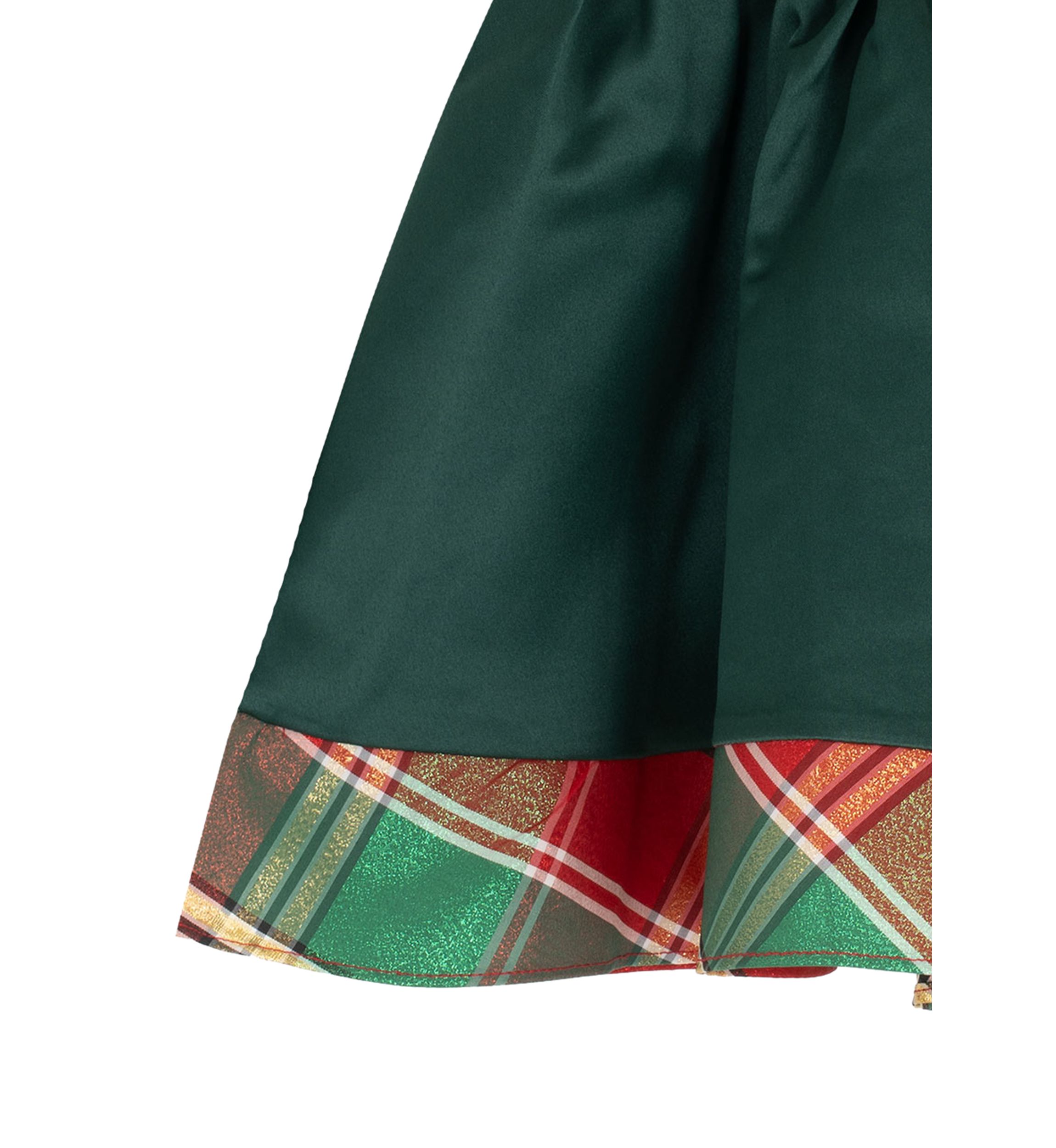 Baby Girls Solid Dress with Plaid Trim and Matching Bloomer