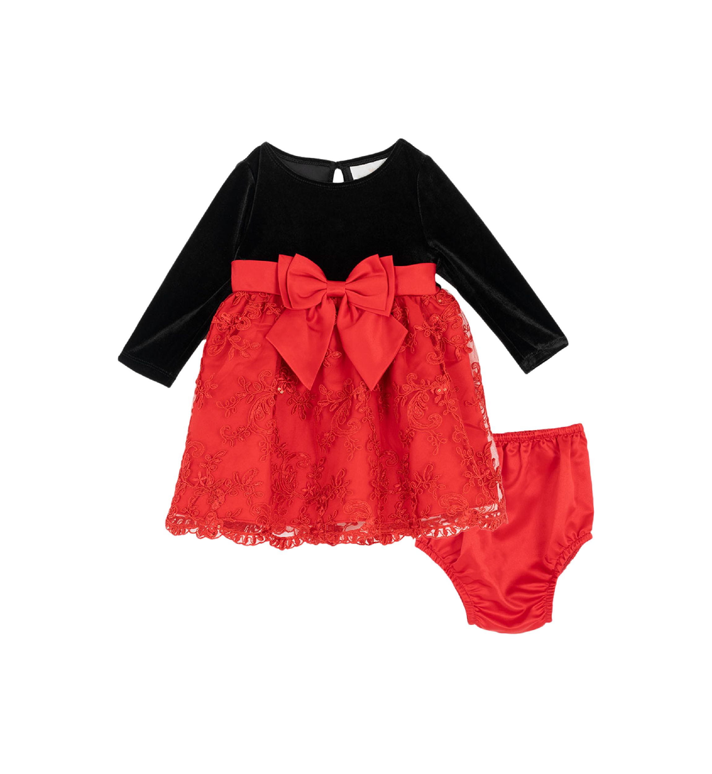 white christmas dresses Pretty Lolita Bow Red Velvet Party Dress For Baby Girls – TheToddly