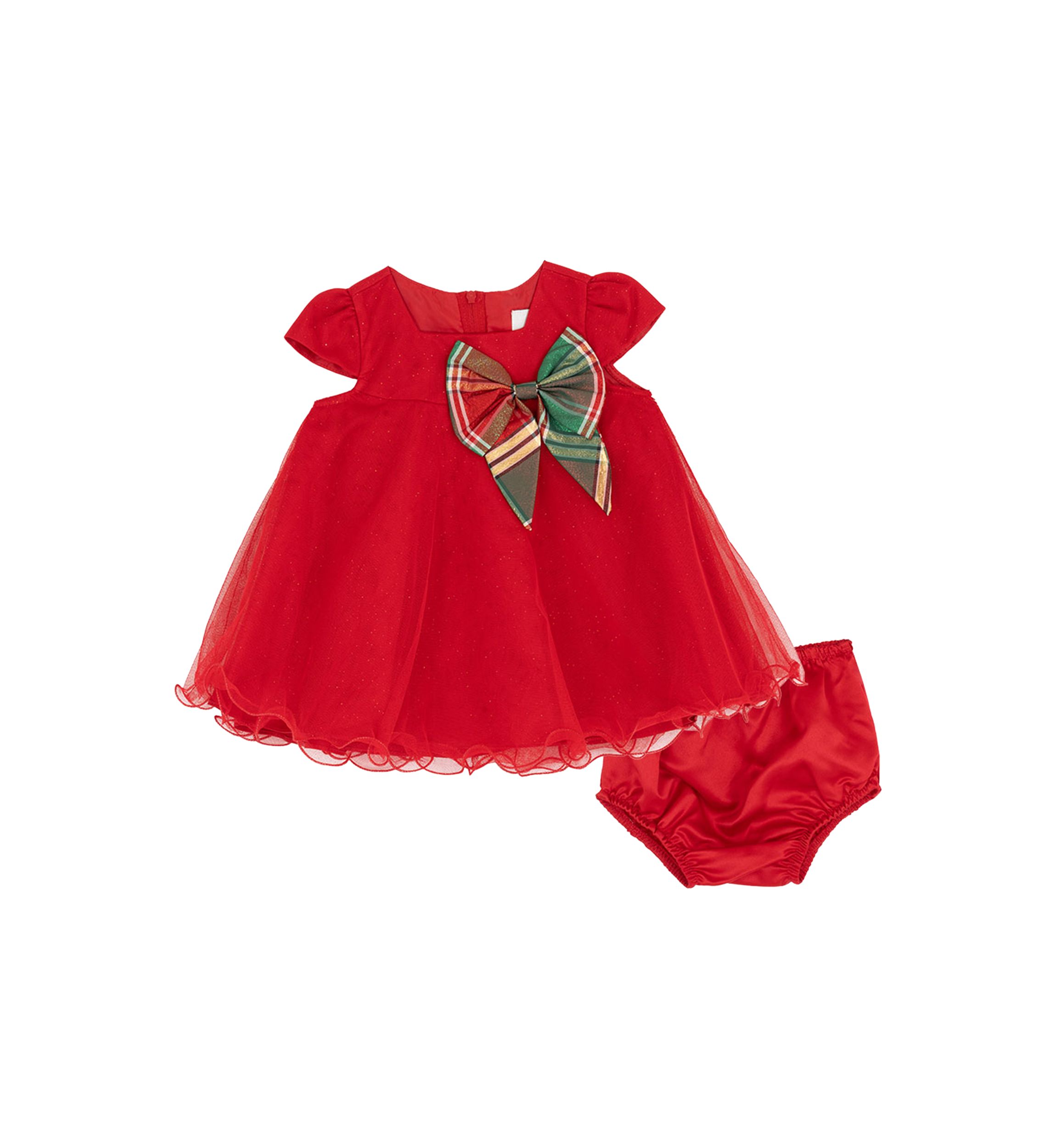 Baby Girls Cap Sleeve Mesh Float Bodice Dress and Bloomer Set 