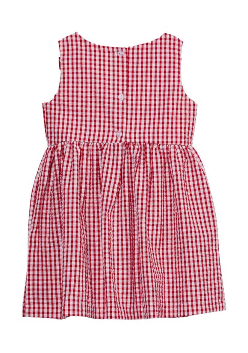 Toddler Girls Seersucker Check Strawberry Dress 