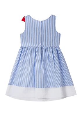 Kate Spade Blue Stripe Sleeveless Bow Dress Baby Girls Size 12 months